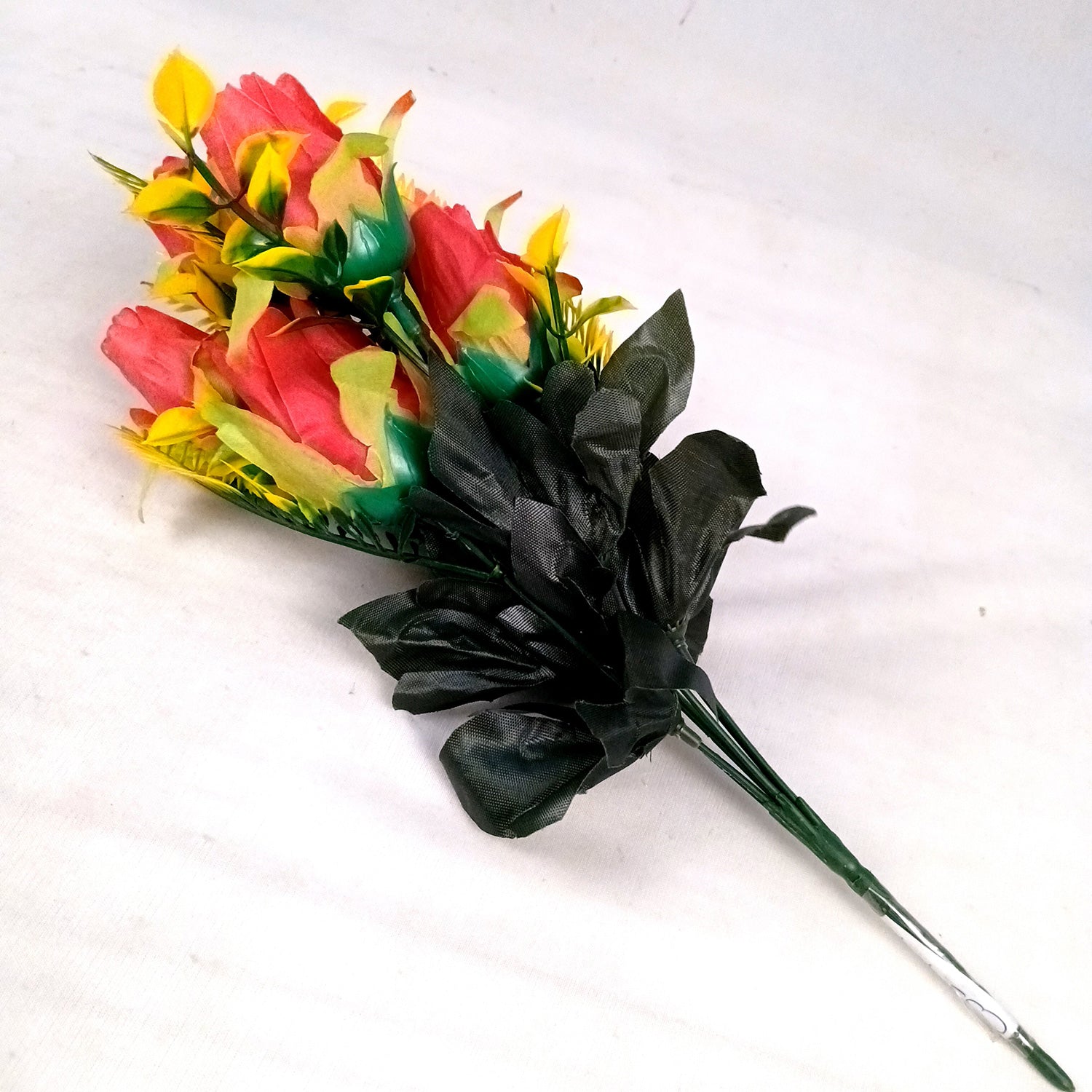 Artificial Flowers Rose Bunches for Vase Pot | Faux Flowers Stem - for Home Decor, Living Room, Office, Wedding & Party Decoration (Vase Not Included) - 14 Inch - Apkamart #Colour_Pink