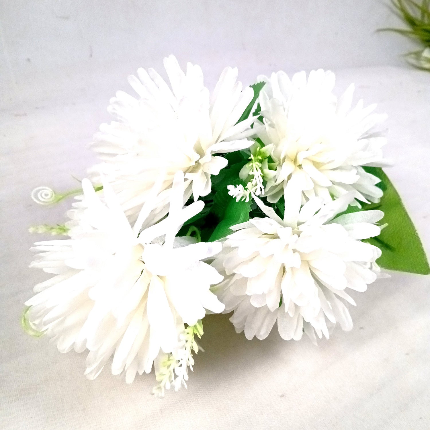 Artificial Flowers Dahlia Bunches for Vase Pot | Faux Flowers Stick - for Home Decor, Living Room, Wedding & Party Decoration  (Vase Not Included) - 15 Inch - Apkamart #Colour_White