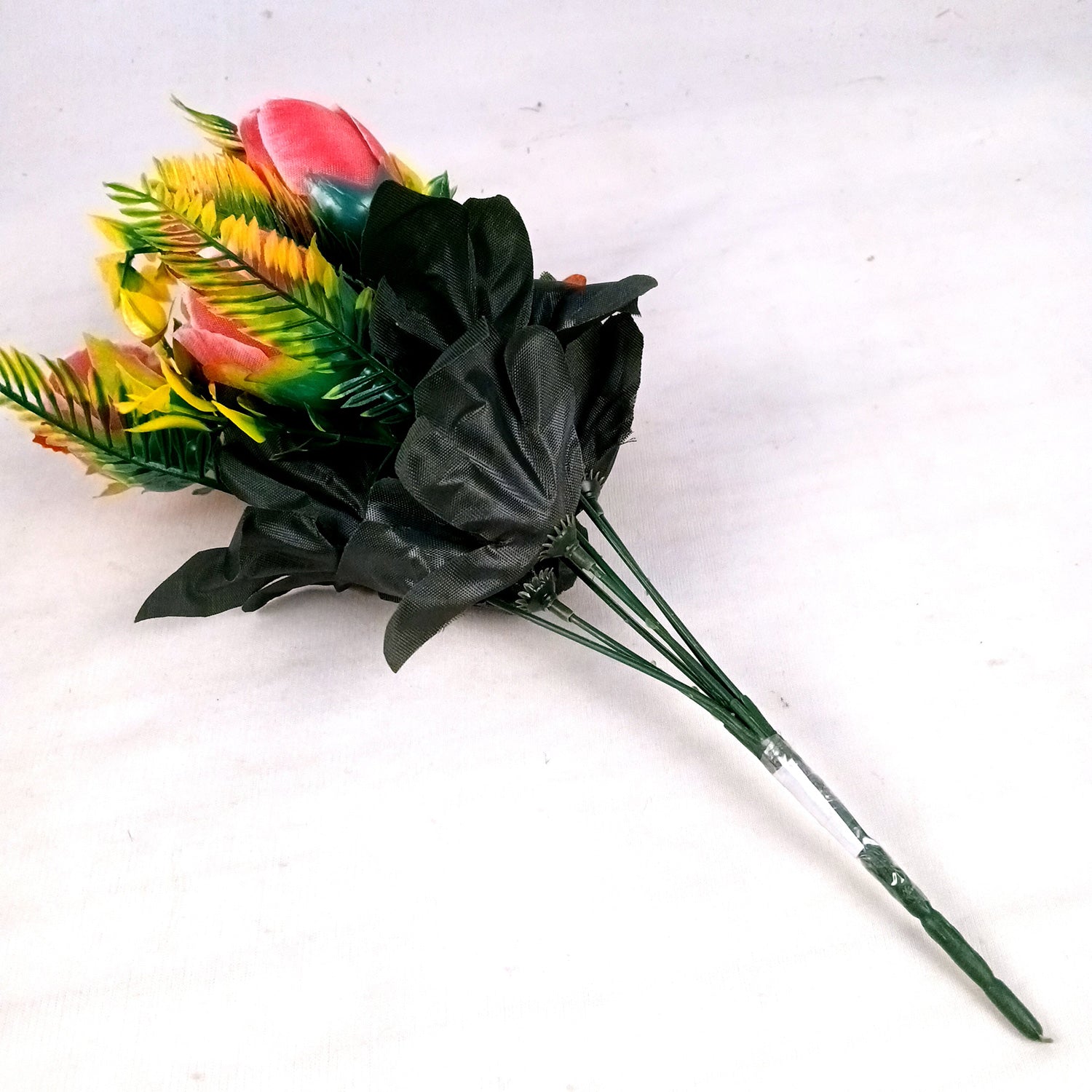 Artificial Flowers Rose Sticks | Faux Flowers Bunch - for Home Decor, Living Room, Wedding & Party Decoration (Vase Not Included) - 14 Inch - Apkamart #Colour_Pink