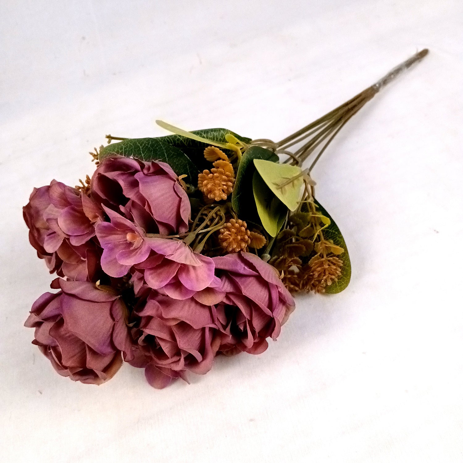 Artificial Flowers Rose Sticks | Faux Flowers Bunch - for Home Decor, Living Room, Centerpiece - 15 Inch - Apkamart #Colour_Pink