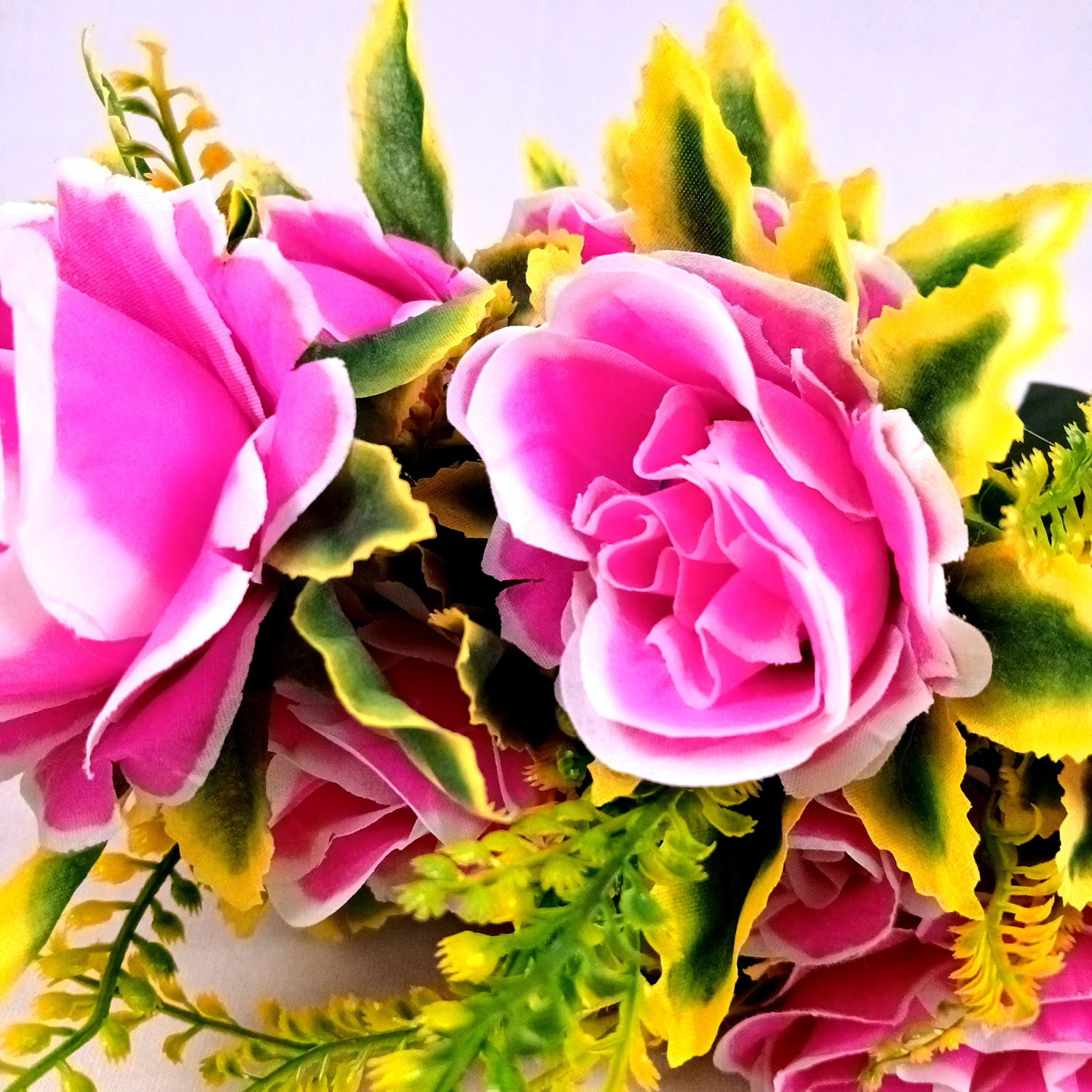 Artificial Flower Bouquet | Faux Rose Flowers Bunch - for Table Vase, Pot, Home Decor, Side Table - 16 Inch - Apkamart #Colour_Pink