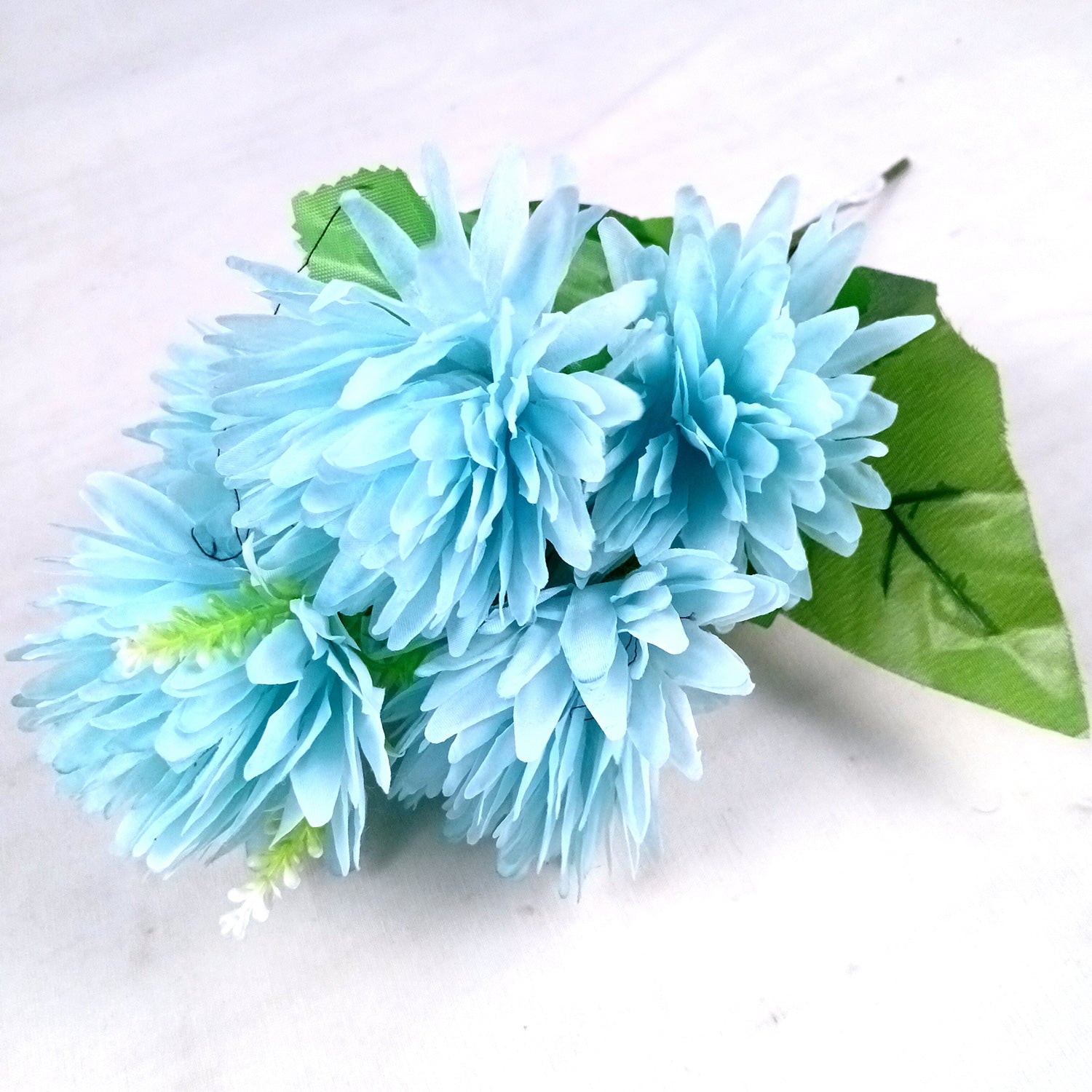 Artificial Flowers Dahlia Bunches for Vase Pot | Faux Flowers Stick - for Home Decor, Living Room, Wedding & Party Decoration (Vase Not Included) - 15 Inch - Apkamart #Colour_Blue