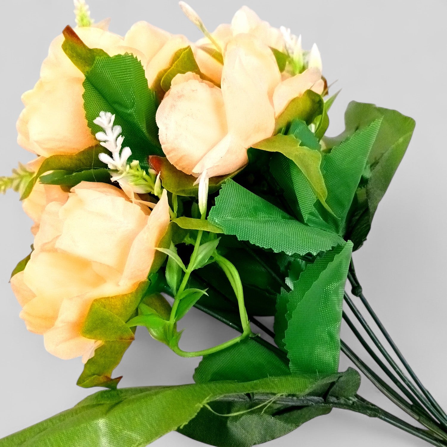 Artificial Flowers Rose Bunches for Vase Pot | Faux Flowers Stem - Home Decor, Living Room, Office & Festivals Decoration (Vase Not Included) - 15 Inch - Apkamart #Colour_Orange