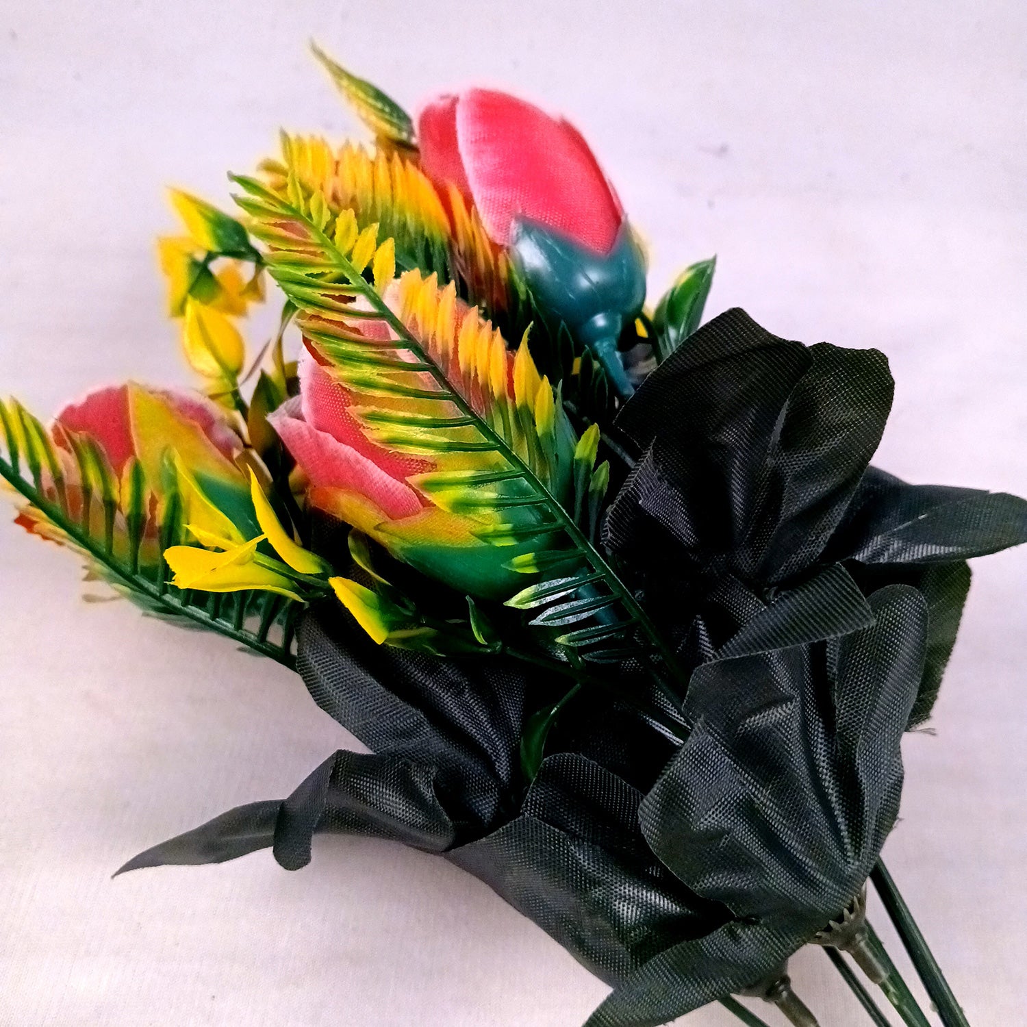 Artificial Flowers Rose Sticks | Faux Flowers Bunch - for Home Decor, Living Room, Wedding & Party Decoration (Vase Not Included) - 14 Inch - Apkamart #Colour_Pink