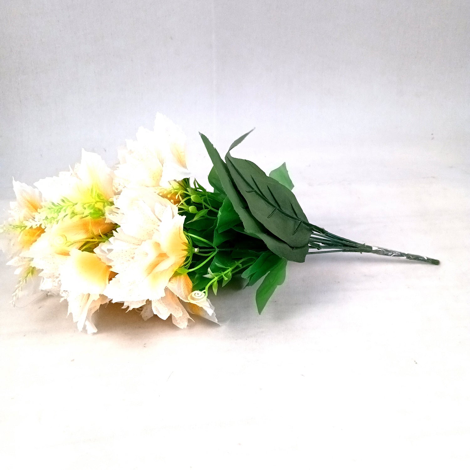 Artificial Flower Bouquets | Faux Flowers Bunch - for Table Vase, Pot, Home Decor, Living Room, Side Table Centerpiece - 18 Inch - Apkamart #Colour_White