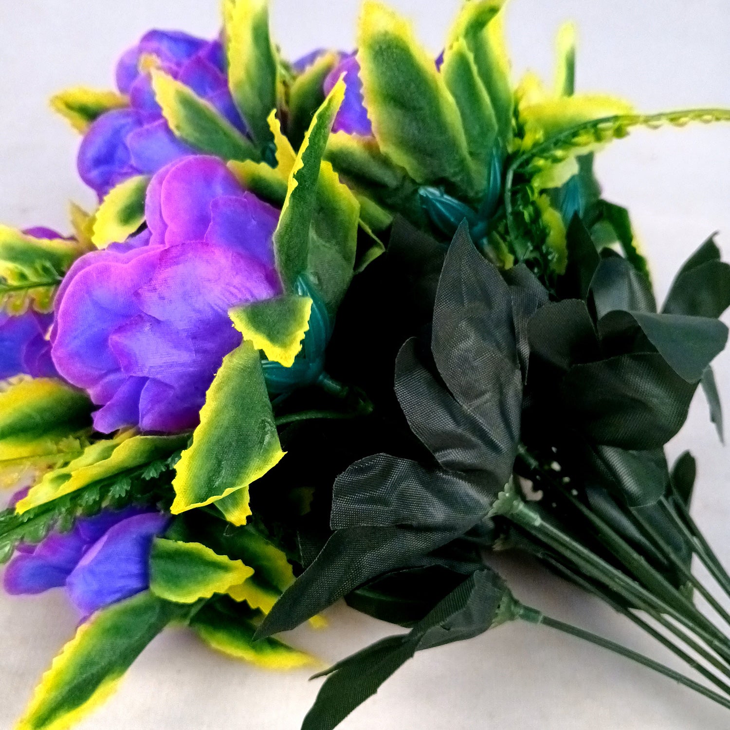 Artificial Flower Bouquet | Faux Rose Flowers Bunch - for Table Vase, Pot, Home Decor, Side Table - 16 Inch - Apkamart #Colour_Purple