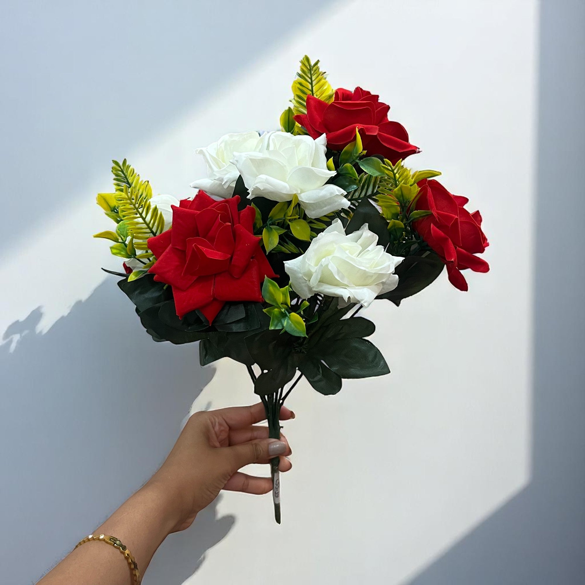 Artificial Flowers Rose | Faux Gulab Flowers Bunch - for Home Decor, Living Room, Centerpiece - 16 Inch - Apkamart