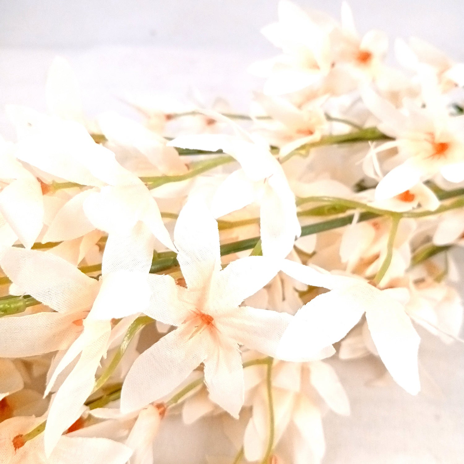 Artificial Orchids Flower Bouquets | Fake Flowers Bunch - For Vase, Pot, Home, Bedroom, Balcony, Office Corner, Living Room - 28 Inch - Apkamart #Colour_Cream