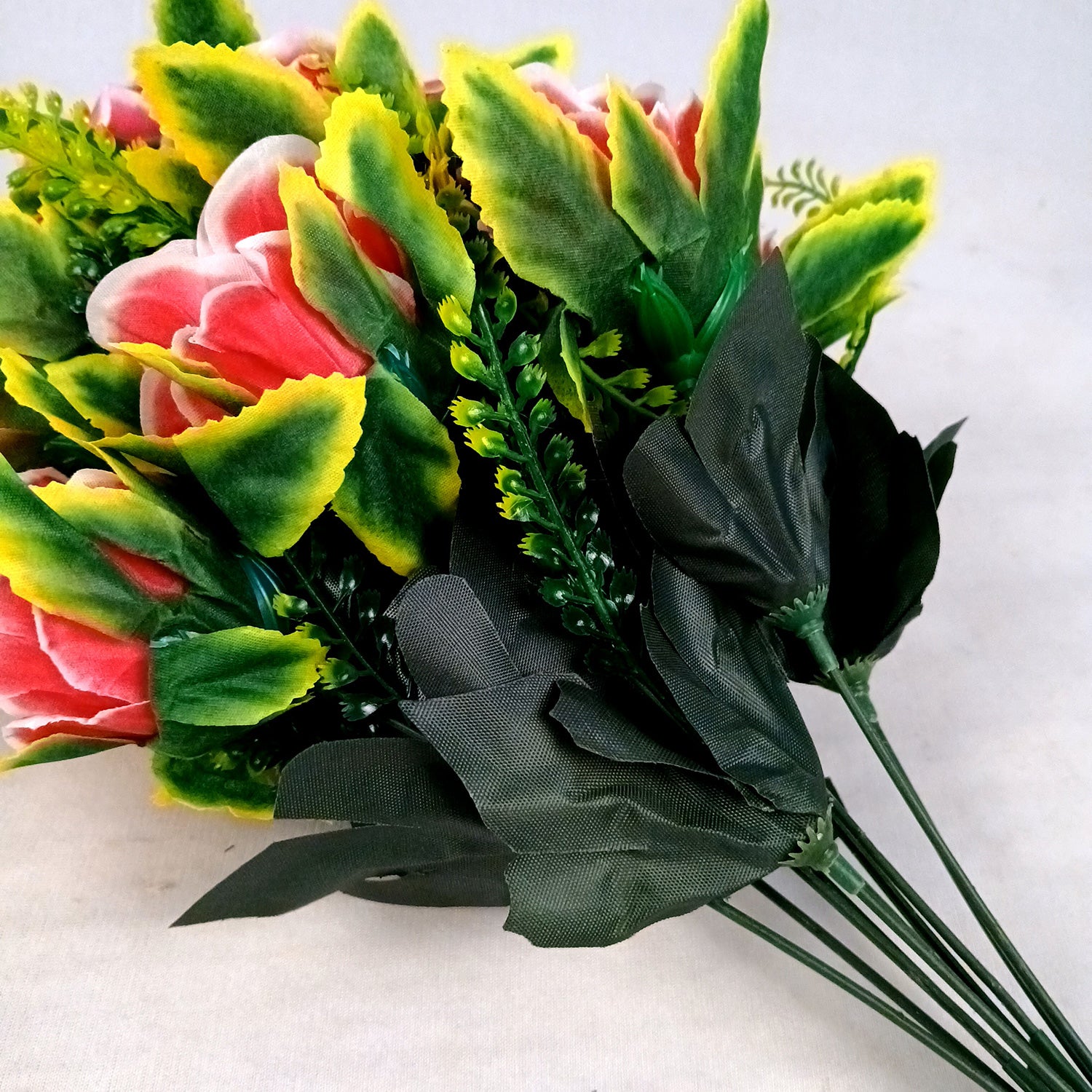 Artificial Flower Bouquet | Rose Fake Flowers Bunch - For Vase, Pot, Home, Bedroom, Balcony, Office Corner, Living Room - 16 Inch - Apkamart #Style_Design 3