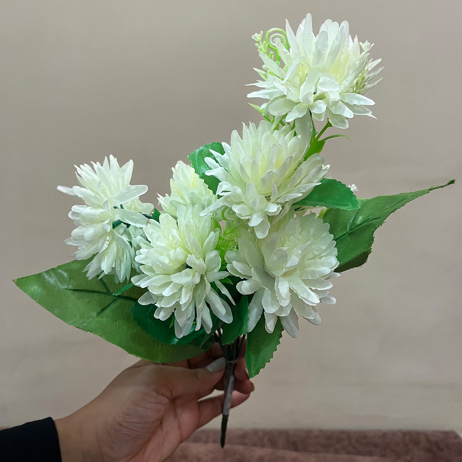 Artificial Flowers Dahlia Bunches for Vase Pot | Faux Flowers Stick - for Home Decor, Living Room, Wedding & Party Decoration (Vase Not Included) - 14 Inch - Apkamart #Colour_White