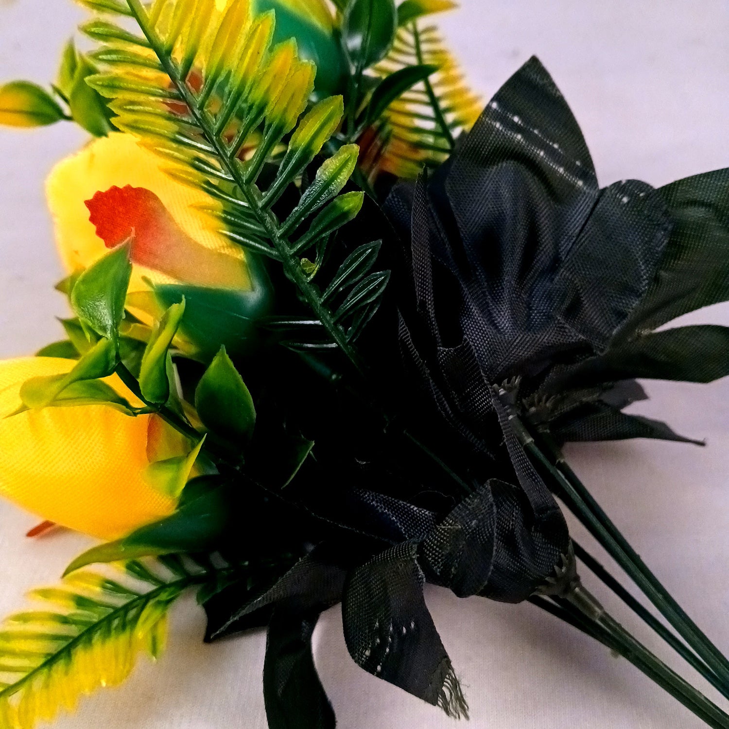 Artificial Flowers Rose Sticks | Faux Flowers Bunch - for Home Decor, Living Room, Wedding & Party Decoration (Vase Not Included) - 14 Inch - Apkamart #Colour_Yellow