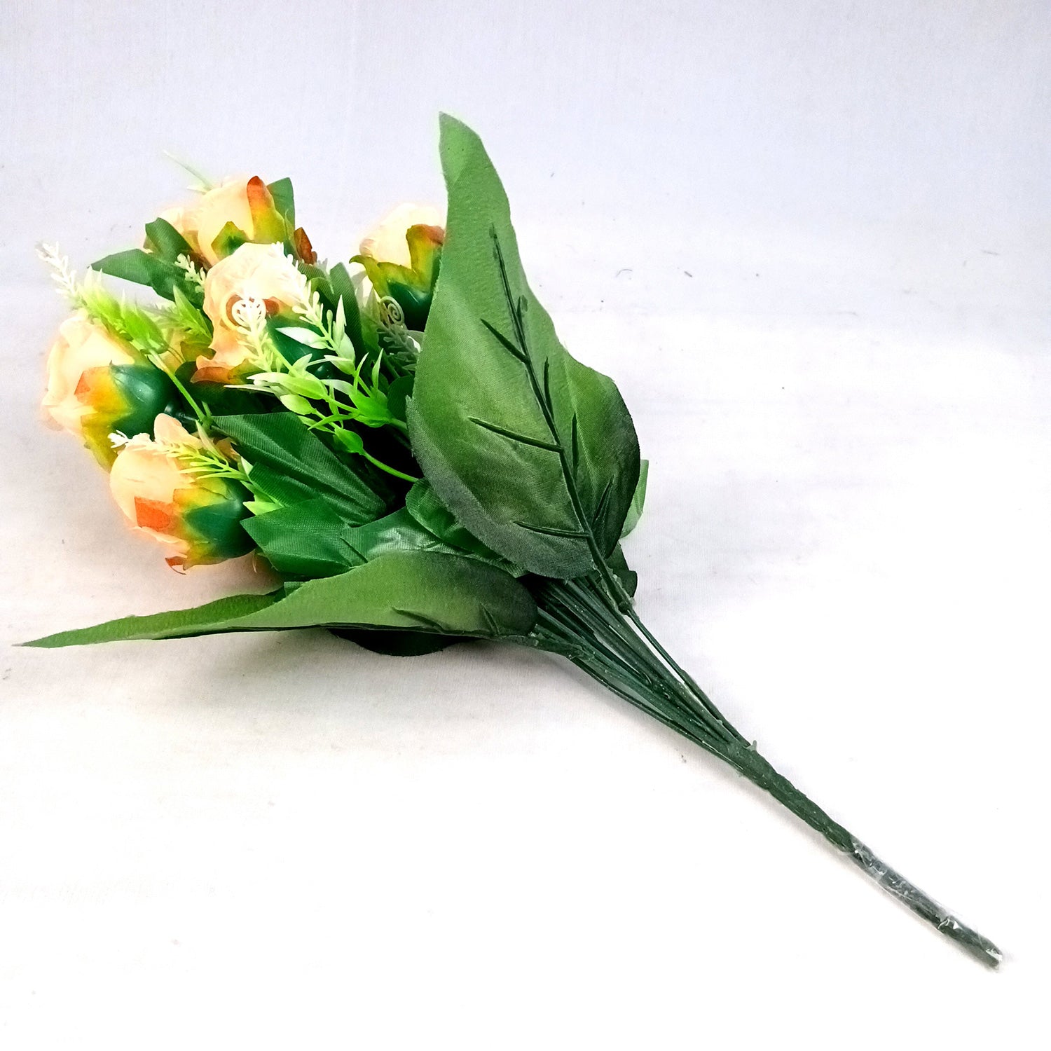 Artificial Flowers Rose | Faux Flowers Bunch - for Home Decor, Side Table, Centerpiece - 17 Inch - Apkamart #Colour_Orange