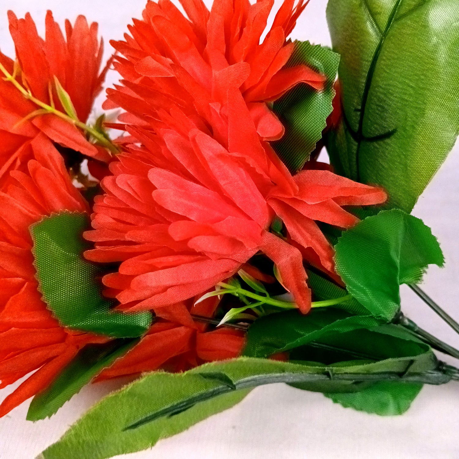 Artificial Flowers Dahlia Bunches for Vase Pot | Faux Flowers Stick - for Home Decor, Living Room, Wedding & Party Decoration  (Vase Not Included) - 15 Inch - Apkamart #Colour_Red