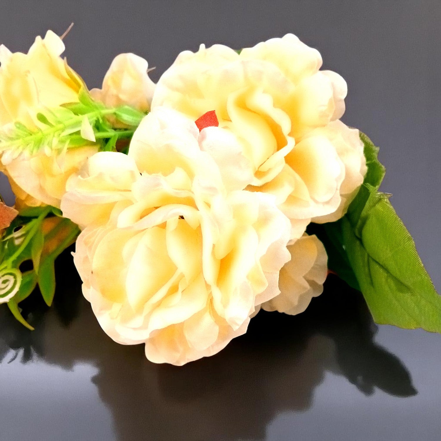 Artificial Flowers Rose Bunches for Vase Pot | Faux Flowers Stem - for Home Decor, Living Room, Office & Festivals Decoration (Vase Not Included) - 15 Inch - Apkamart #Colour_Yellow