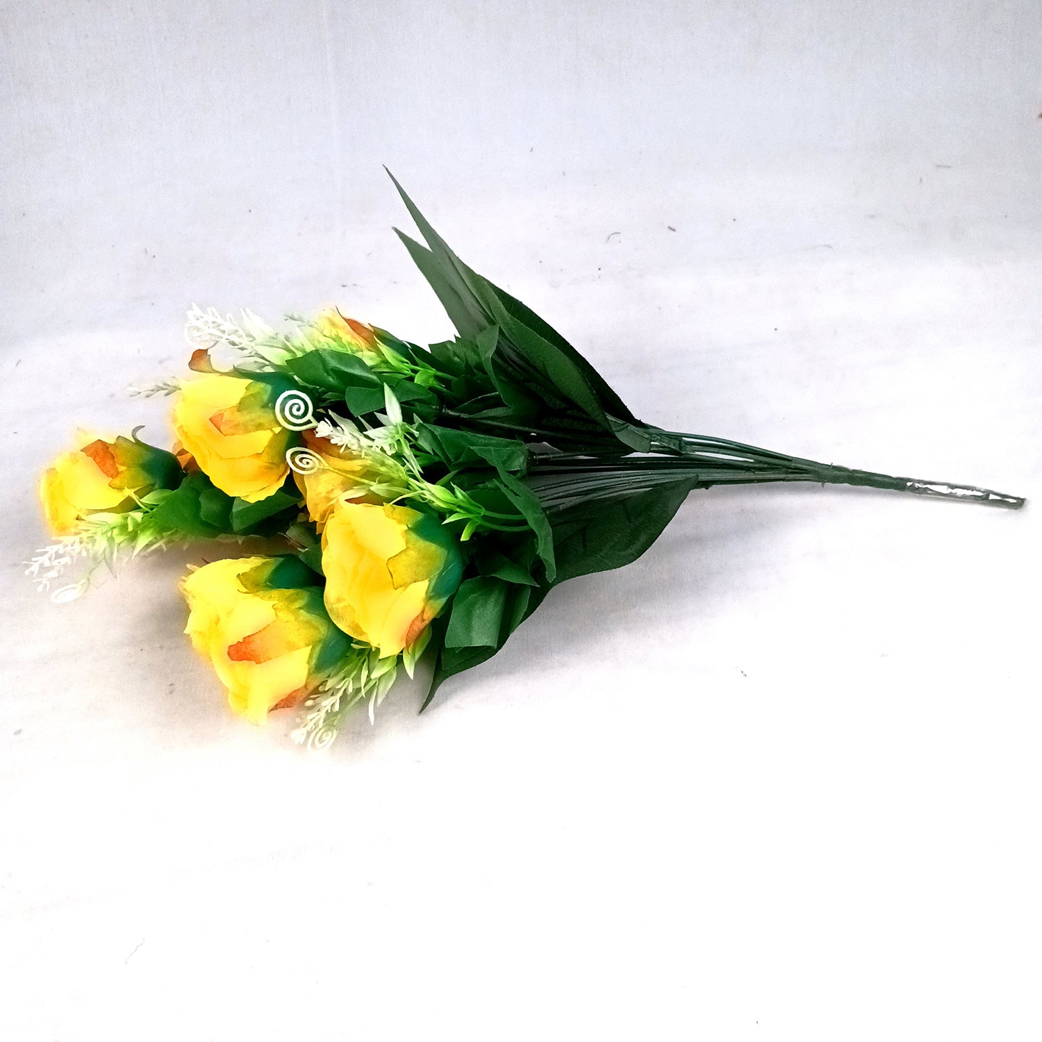 Artificial Flowers Rose | Faux Flowers Bunch - for Home Decor, Side Table, Centerpiece - 17 Inch - Apkamart #Colour_Yellow