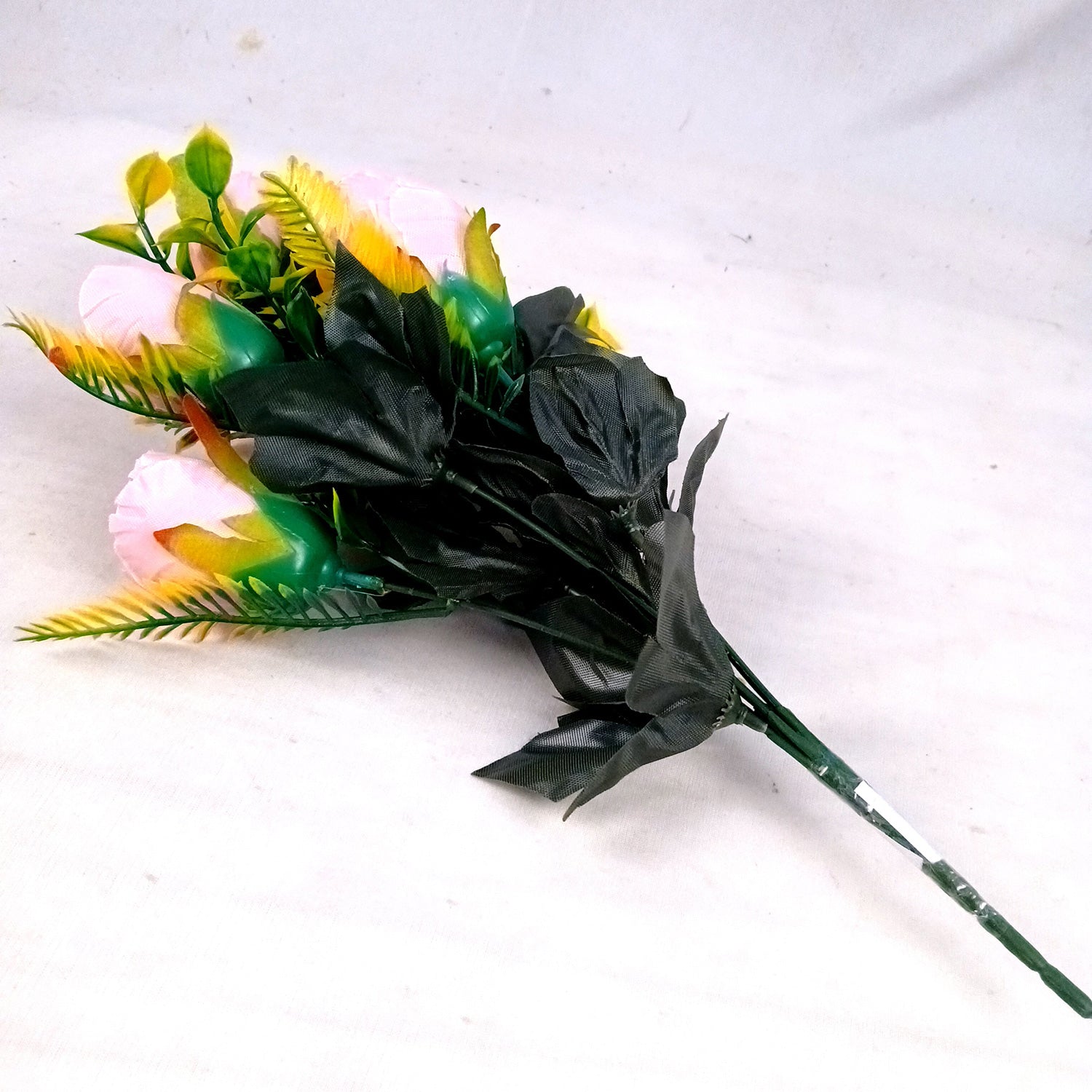 Artificial Flowers Rose Bunches for Vase Pot | Faux Flowers Stem - for Home Decor, Living Room, Office, Wedding & Party Decoration (Vase Not Included) - 14 Inch - Apkamart #Colour_Pink