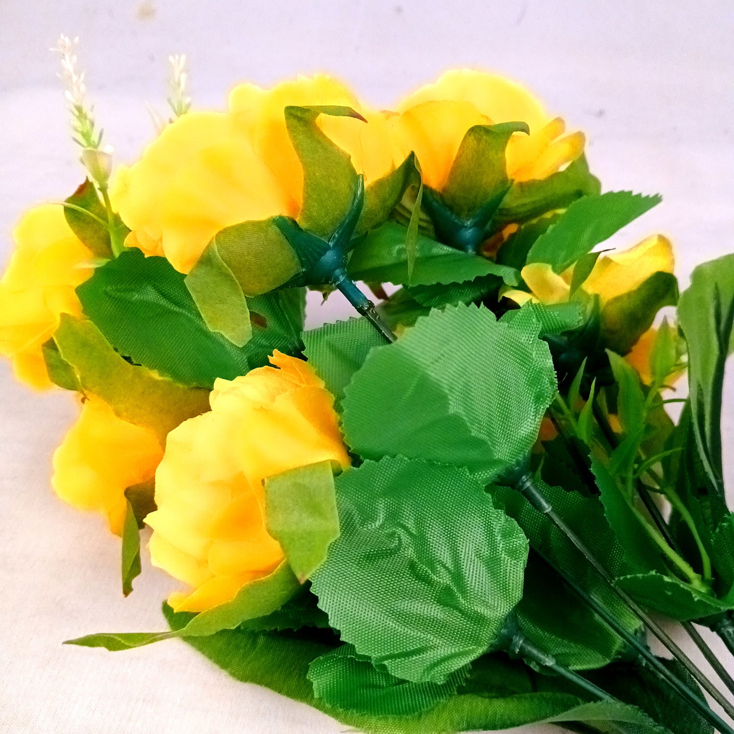 Artificial Flowers Rose Sticks | Faux Flowers Bunch - for Home Decor, Living Room, Wedding & Party Decoration (Vase Not Included) - 15 Inch - Apkamart #Colour_Yellow