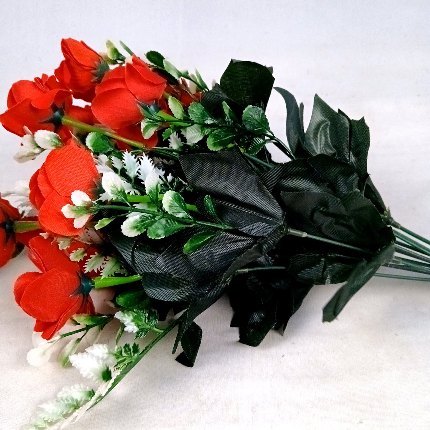 Artificial Rose Flowers Bunches for Vase Pot | Faux Flowers Stem - for Home Decor Living Room Side Table Centerpiece - 17 Inch - Apkamart