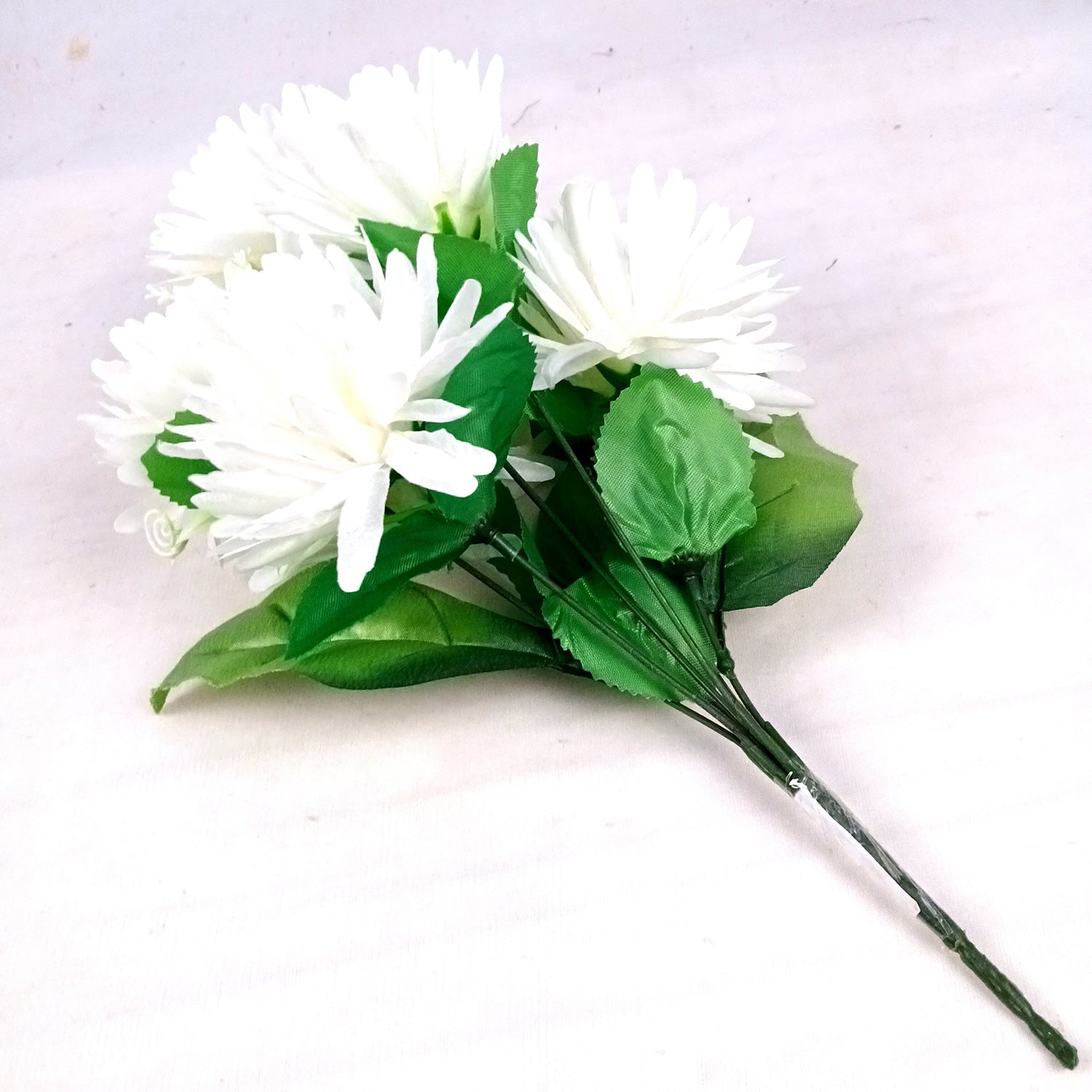 Artificial Flowers Dahlia Bunches for Vase Pot | Faux Flowers Stick - for Home Decor, Living Room, Wedding & Party Decoration  (Vase Not Included) - 15 Inch - Apkamart #Colour_White