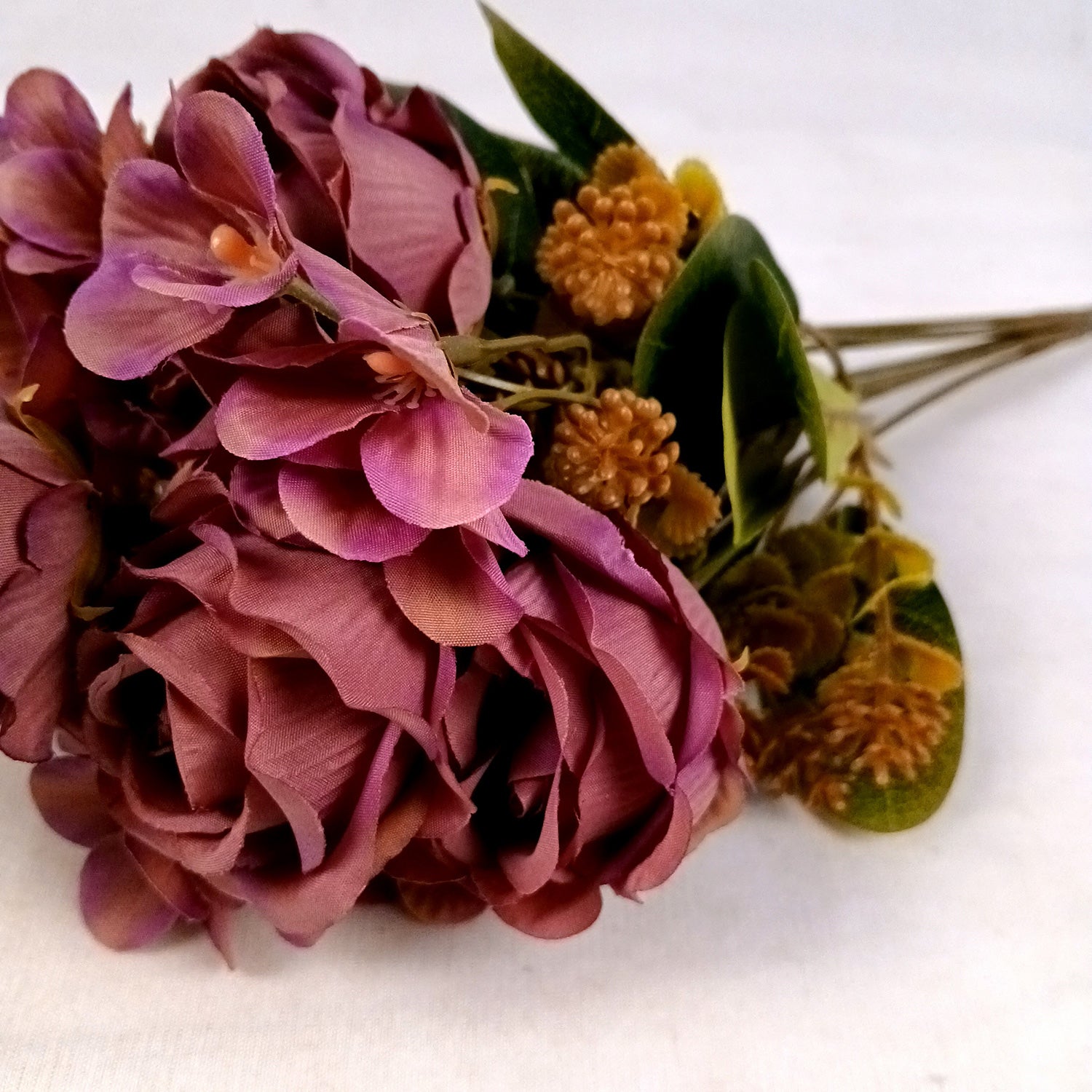 Artificial Flowers Rose Sticks | Faux Flowers Bunch - for Home Decor, Living Room, Centerpiece - 15 Inch - Apkamart #Colour_Pink