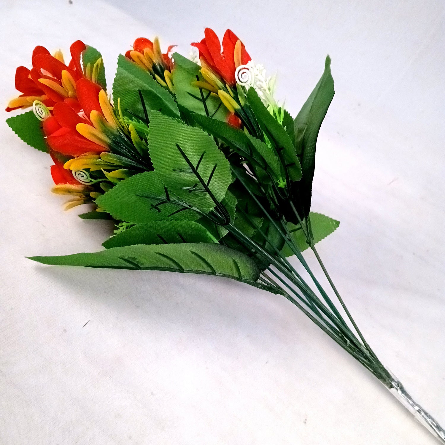 Artificial Flowers Bunches lily for Vase Pot | Faux Flowers Stem - for Home Decor Living Room Side Table Centerpiece - 18 Inch - Apkamart #Colour_Red