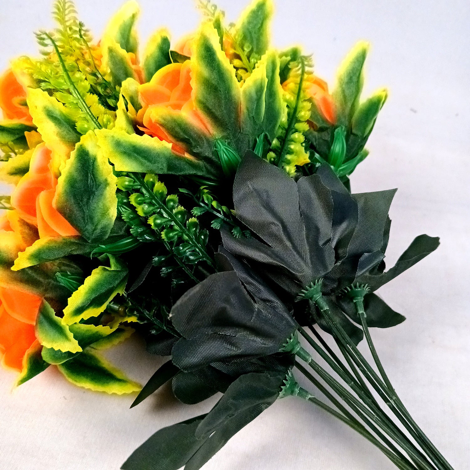 Artificial Flower Bouquet | Rose Fake Flowers Bunch - For Vase, Pot, Home, Bedroom, Balcony, Office Corner, Living Room - 16 Inch - Apkamart #Style_Design 2