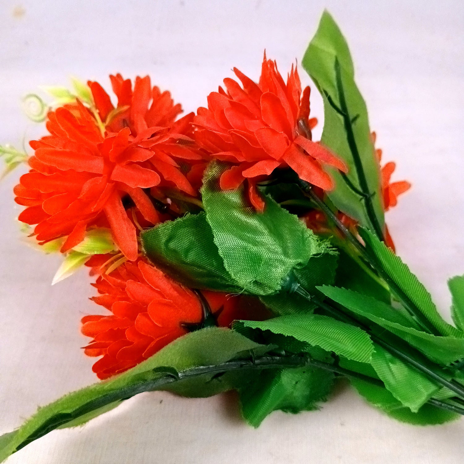 Artificial Flowers Dahlia Bunches for Vase Pot | Faux Flowers Stick - for Home Decor, Living Room, Wedding & Party Decoration (Vase Not Included) - 14 Inch - Apkamart #Colour_Red