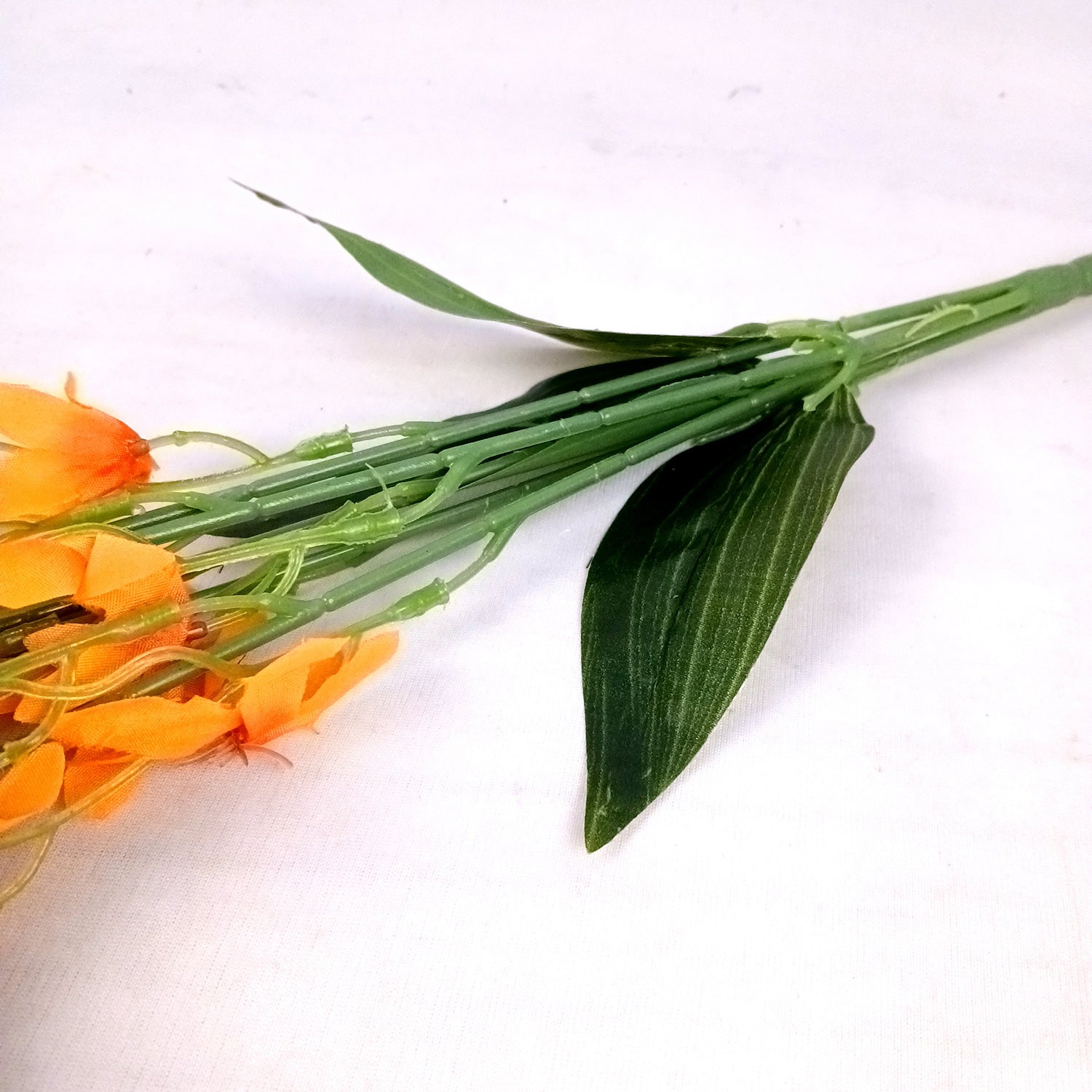 Artificial Orchids Flower Bouquets | Fake Flowers Bunch - For Vase, Pot, Home, Bedroom, Balcony, Office Corner, Living Room - 28 Inch - Apkamart #Colour_Orange