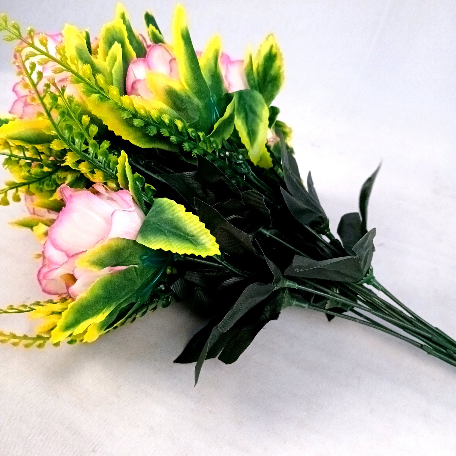 Artificial Flower Bouquet | Rose Fake Flowers Bunch - For Vase, Pot, Home, Bedroom, Balcony, Office Corner, Living Room - 16 Inch - Apkamart #Style_Design 1