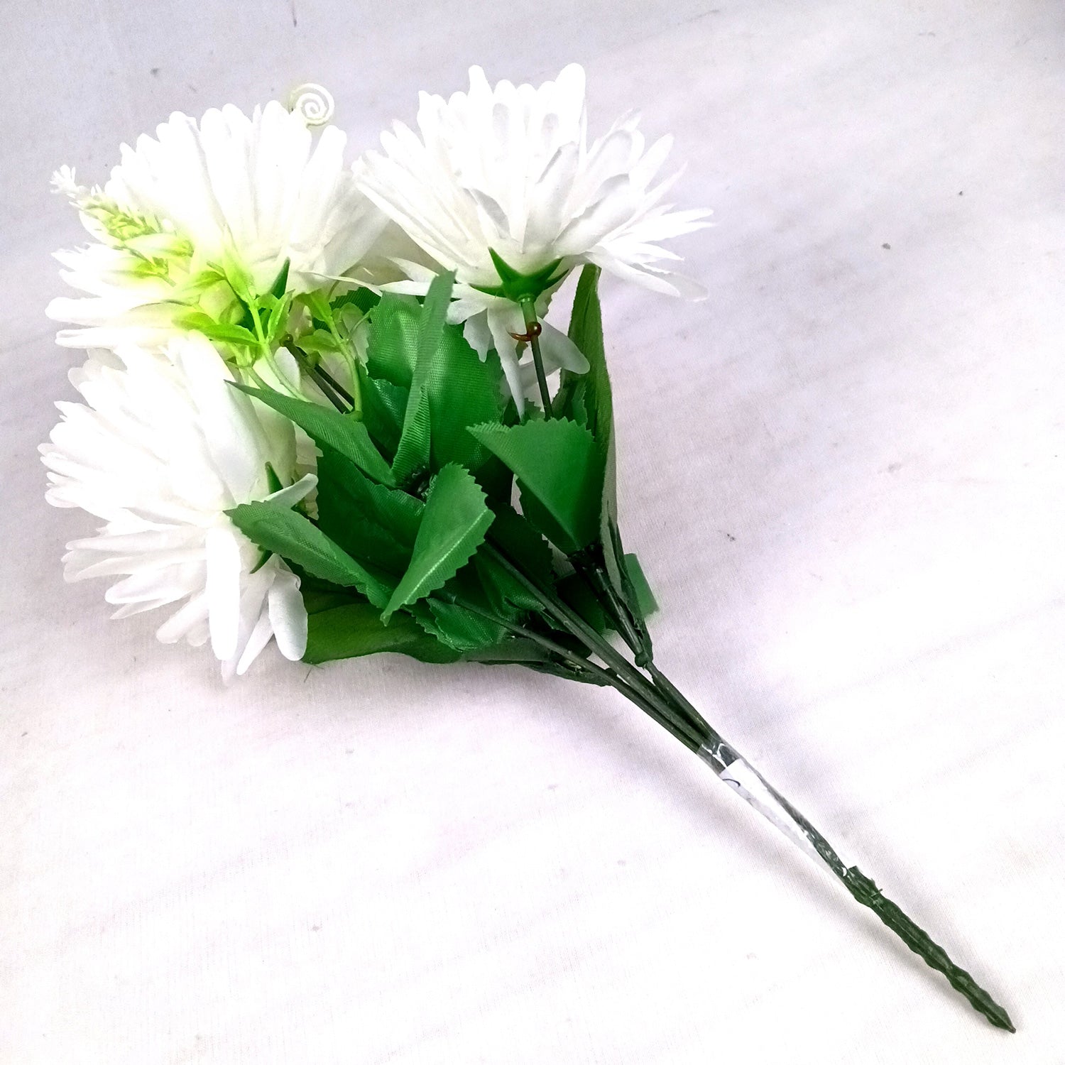 Artificial Flowers Dahlia Bunches for Vase Pot | Faux Flowers Stick - for Home Decor, Living Room, Wedding & Party Decoration  (Vase Not Included) - 15 Inch - Apkamart #Colour_White