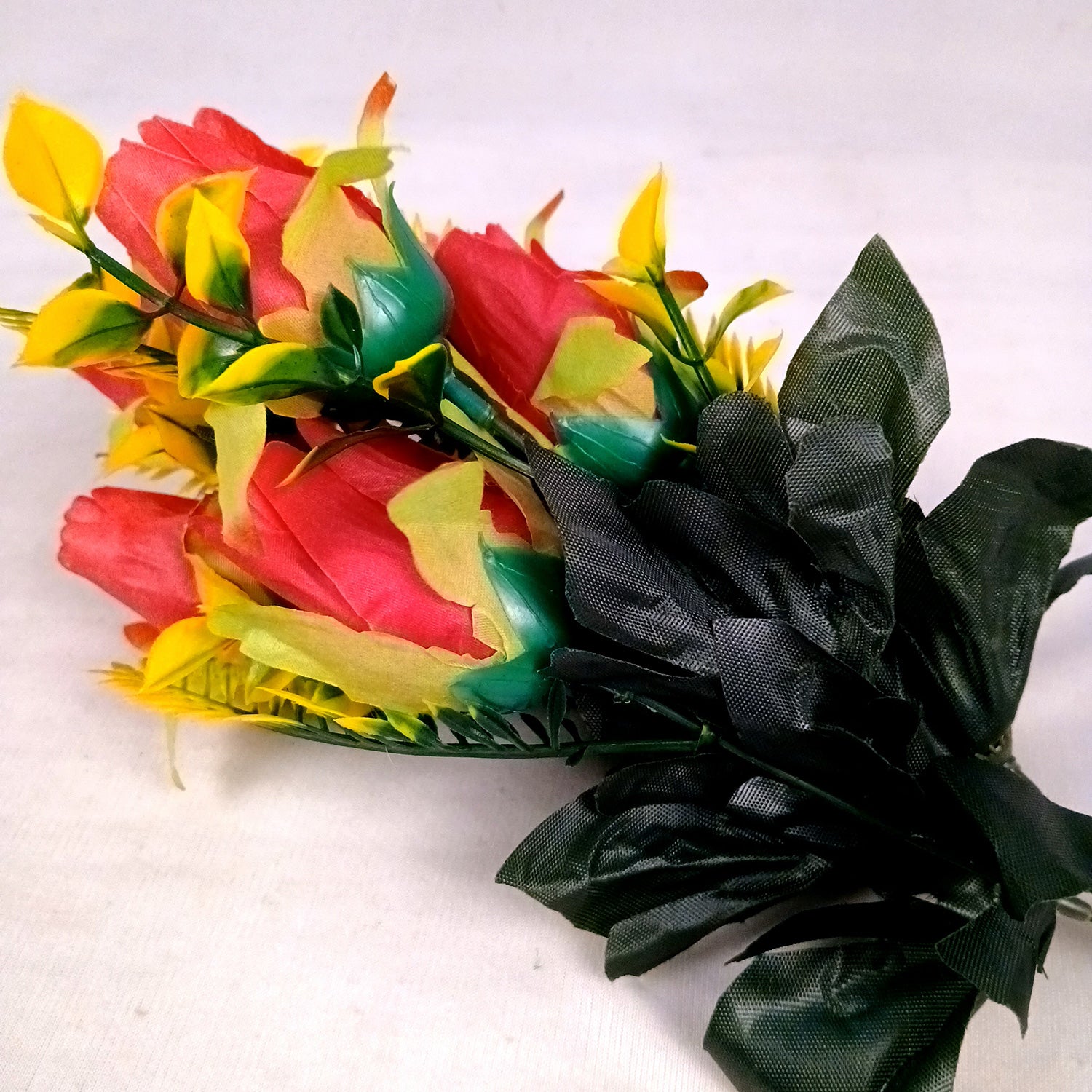 Artificial Flowers Rose Bunches for Vase Pot | Faux Flowers Stem - for Home Decor, Living Room, Office, Wedding & Party Decoration (Vase Not Included) - 14 Inch - Apkamart #Colour_Pink