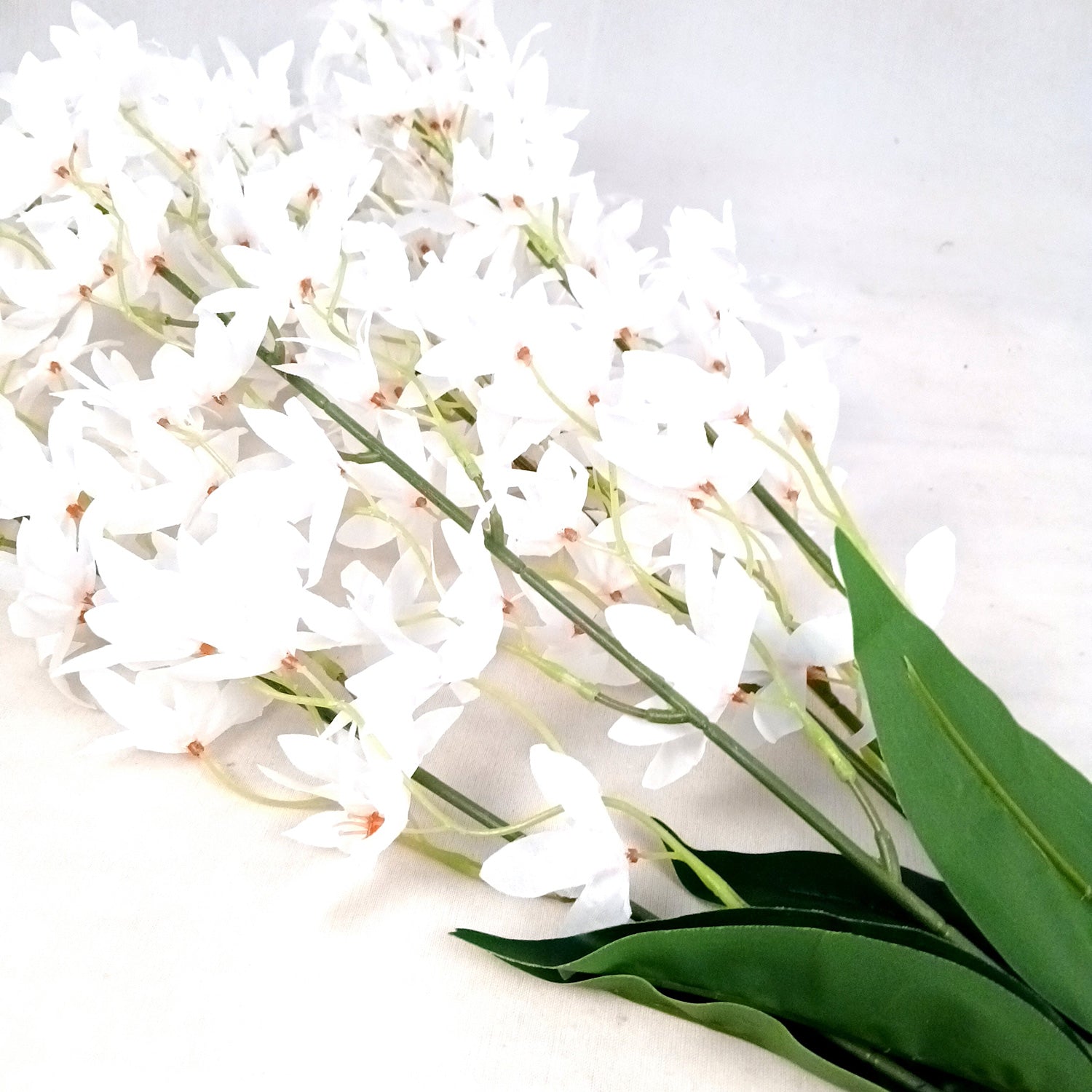 Artificial Orchids Flower Bouquets | Fake Flowers Bunch - For Vase, Pot, Home, Bedroom, Balcony, Office Corner, Living Room - 28 Inch - Apkamart #Colour_White