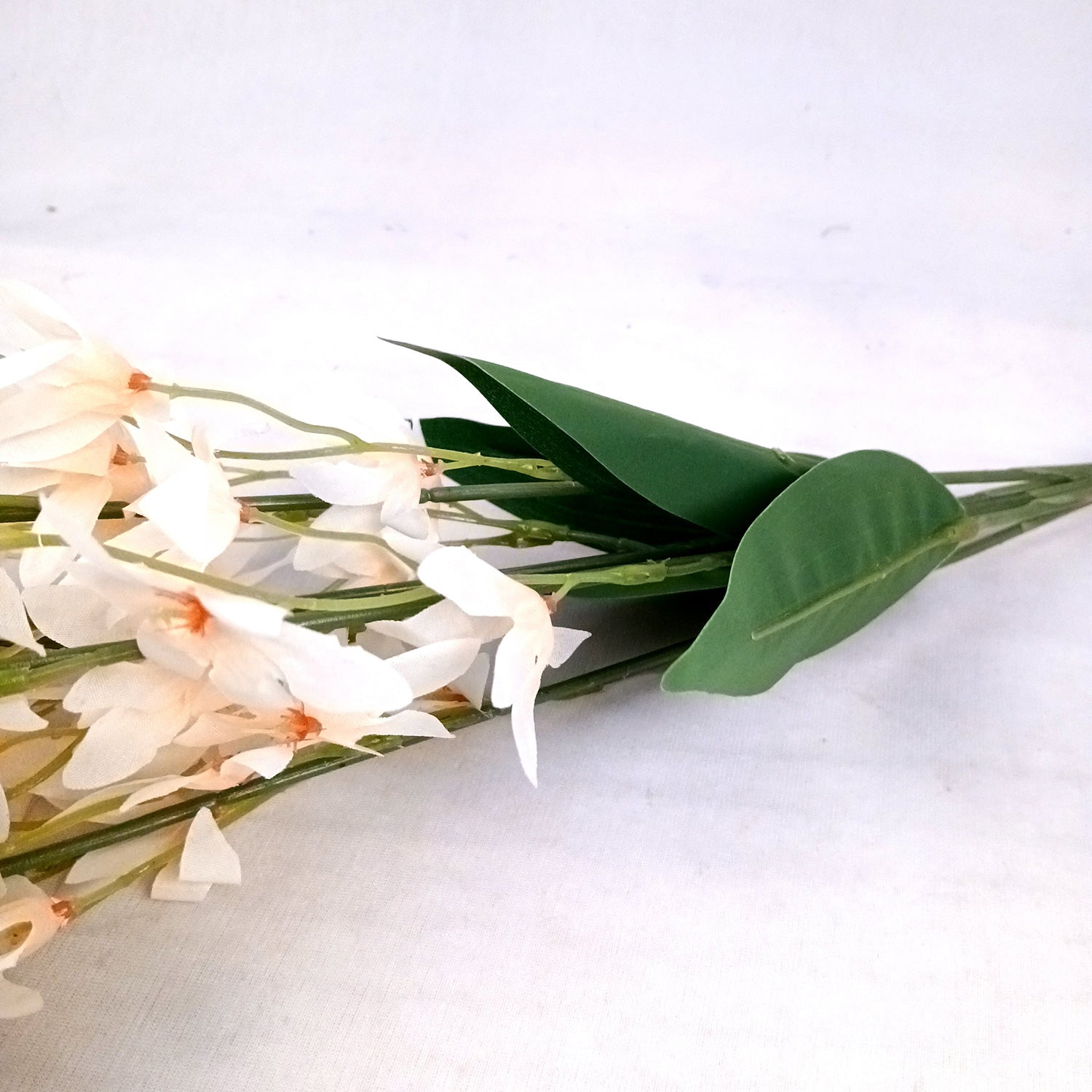 Artificial Orchids Flower Bouquets | Fake Flowers Bunch - For Vase, Pot, Home, Bedroom, Balcony, Office Corner, Living Room - 28 Inch - Apkamart #Colour_Cream