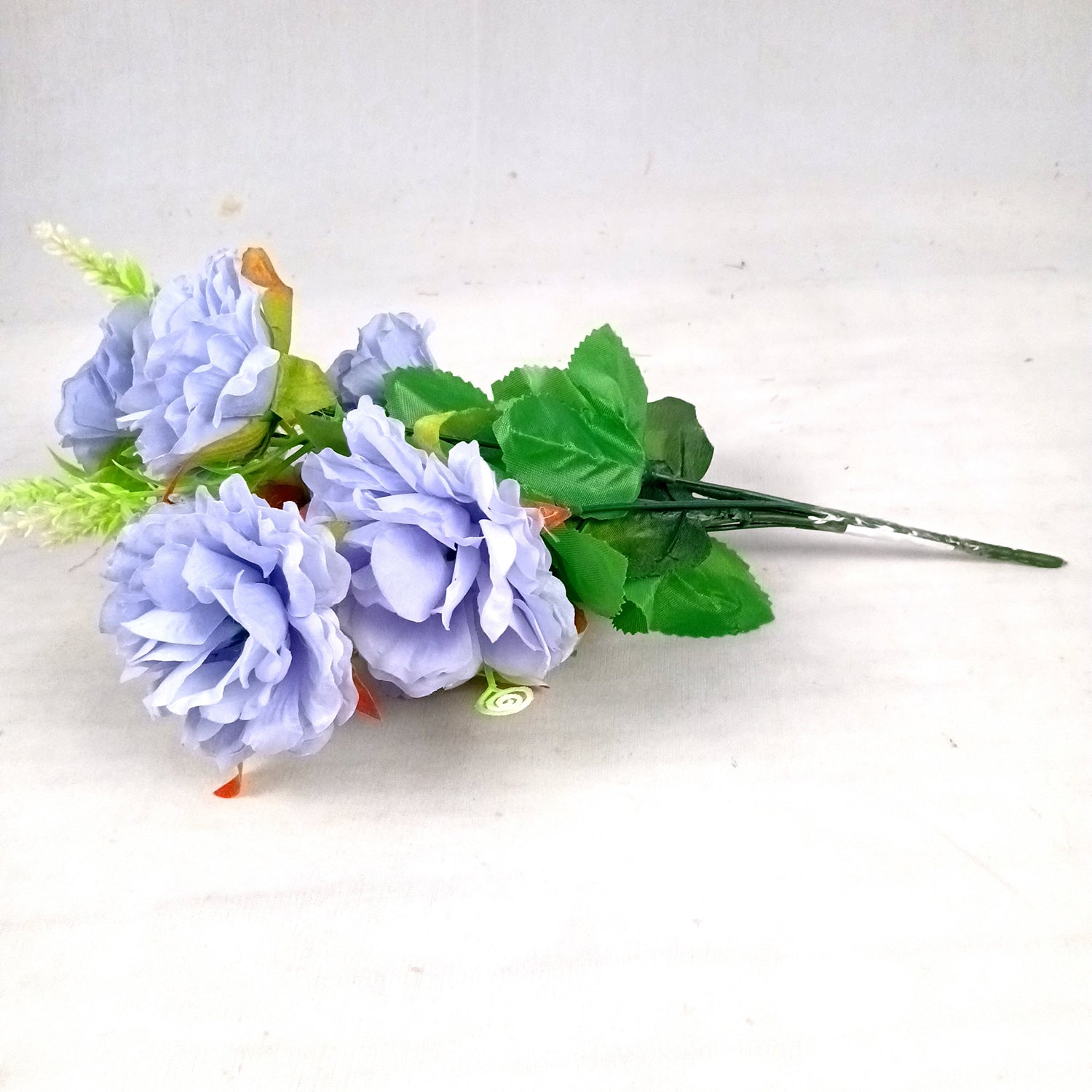 Artificial Flowers Rose Bunches for Vase Pot | Faux Flowers Stem - for Home Decor, Living Room, Wedding & Party Decoration (Vase Not Included) - 15 Inch - Apkamart #Colour_Purple