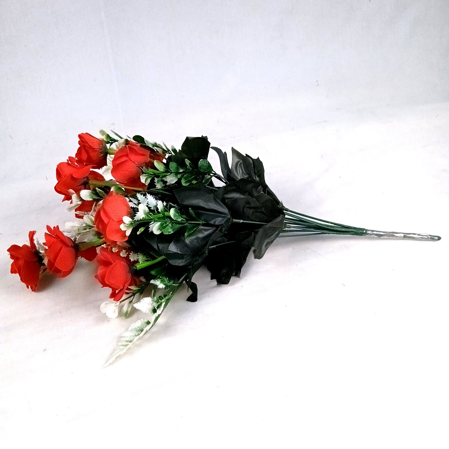 Artificial Rose Flowers Bunches for Vase Pot | Faux Flowers Stem - for Home Decor Living Room Side Table Centerpiece - 17 Inch - Apkamart