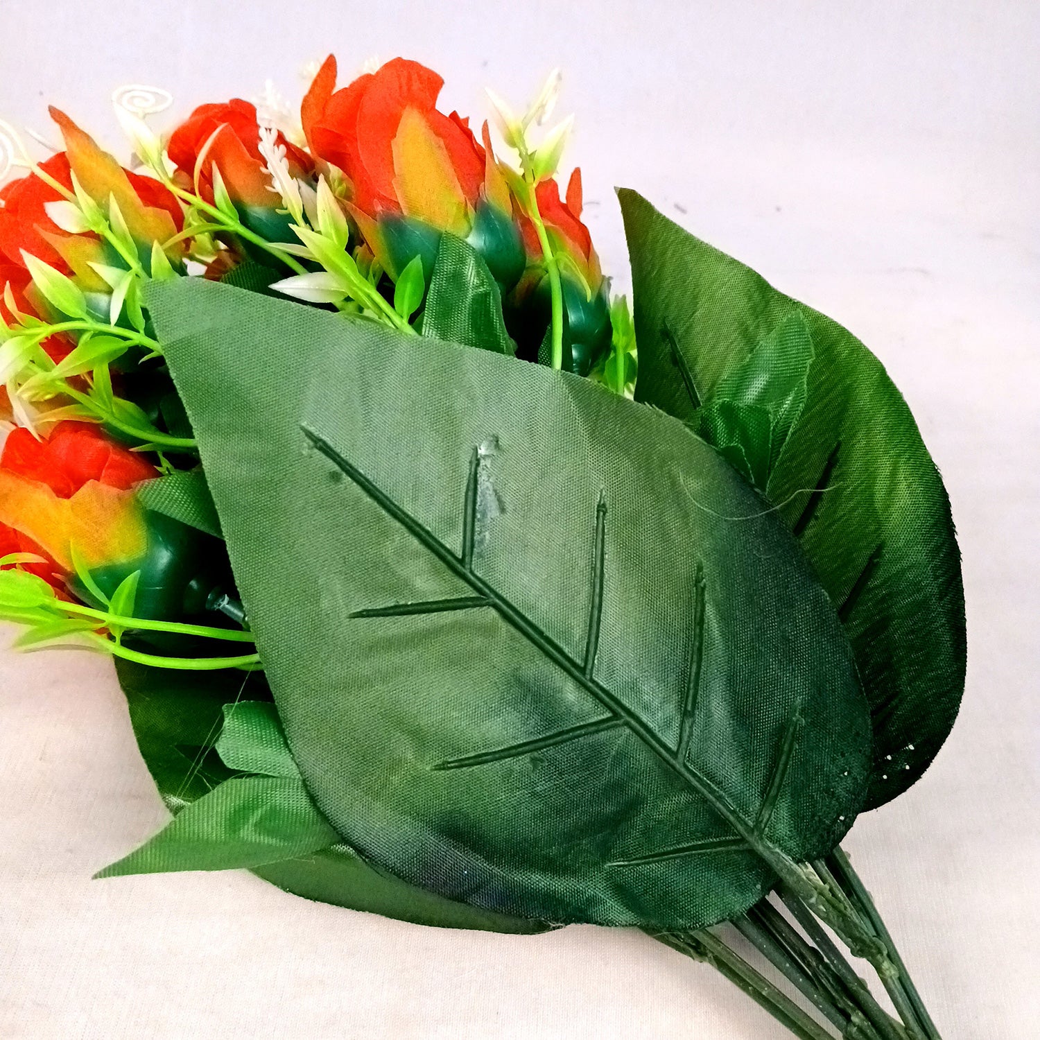 Artificial Flowers Rose | Faux Flowers Bunch - for Home Decor, Side Table, Centerpiece - 17 Inch - Apkamart #Colour_Red