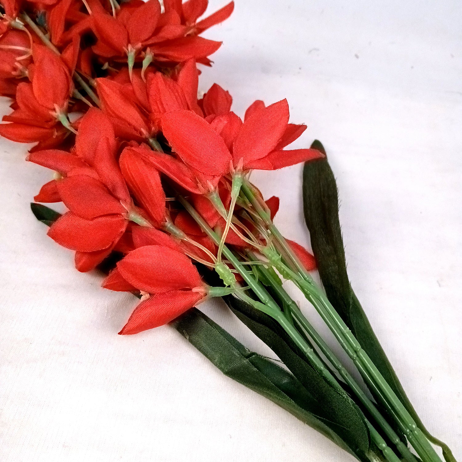 Artificial Flowers Gladiolus Bunches for Vase Pot | Faux Flowers Stem - for Home Decor Living Room Side Table Centerpiece - 26 Inch - Apkamart #Colour_Red