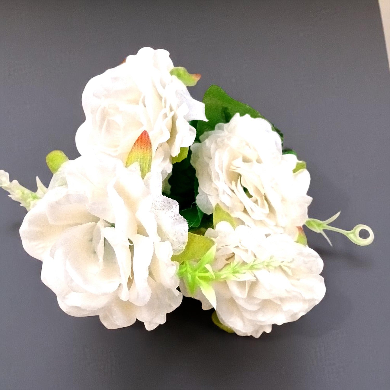 Artificial Flowers Rose Sticks | Faux Flowers Bunch - for Home Decor, Living Room, Wedding & Party Decoration (Vase Not Included) - 15 Inch - Apkamart #Colour_White