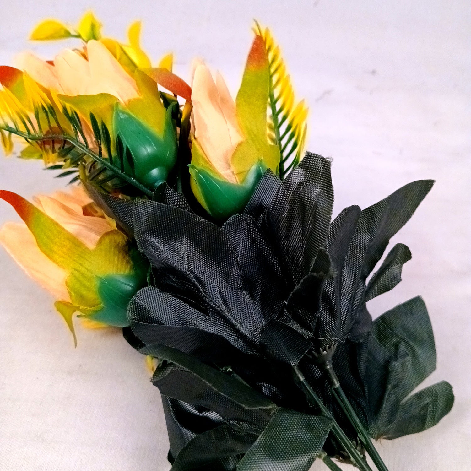 Artificial Flowers Rose Bunches for Vase Pot | Faux Flowers Stem - for Home Decor, Living Room, Office, Wedding & Party Decoration (Vase Not Included) - 14 Inch - Apkamart #Colour_Orange