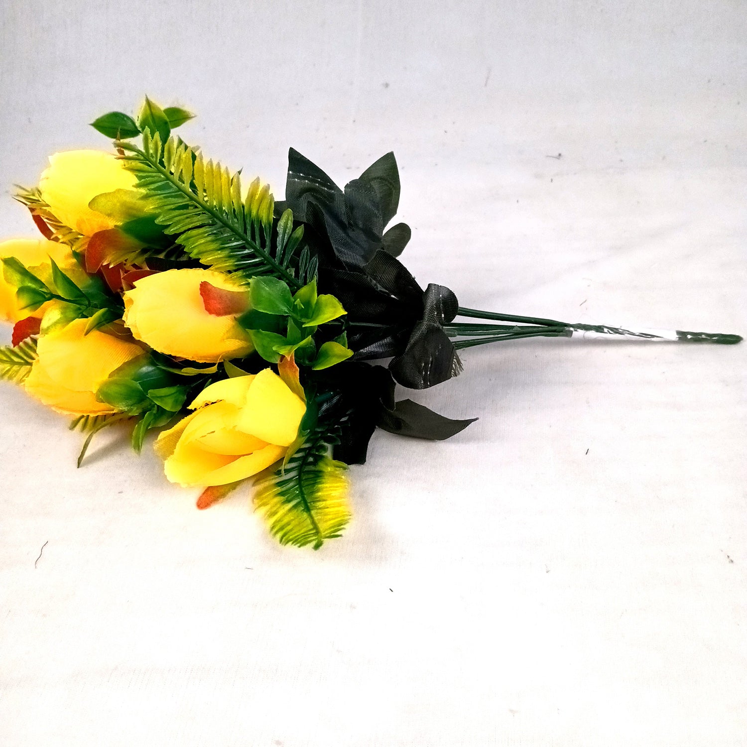 Artificial Flowers Rose Sticks | Faux Flowers Bunch - for Home Decor, Living Room, Wedding & Party Decoration (Vase Not Included) - 14 Inch - Apkamart #Colour_Yellow