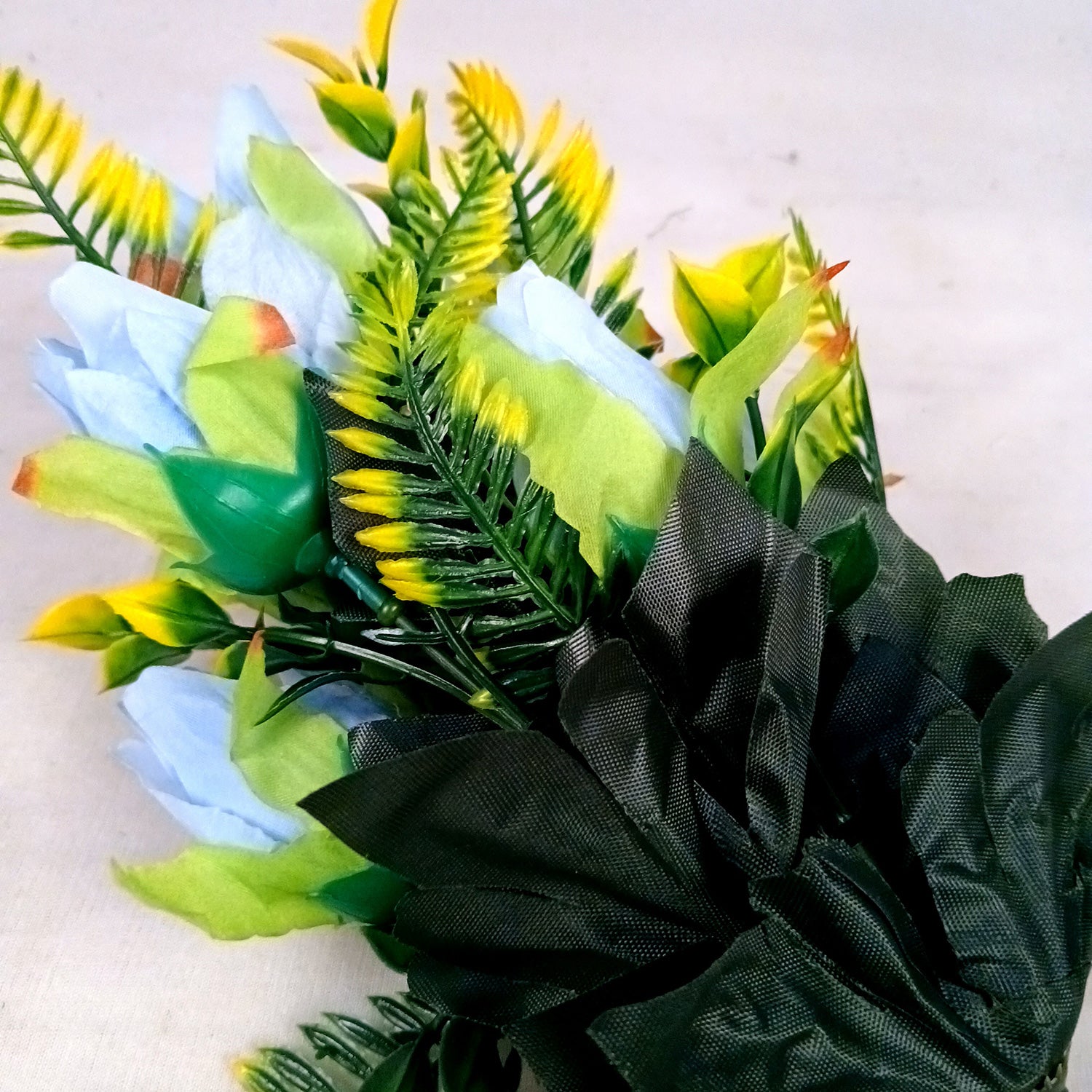 Artificial Flowers Rose Bunches for Vase Pot | Faux Flowers Stem - for Home Decor, Living Room, Office, Wedding & Party Decoration (Vase Not Included) - 14 Inch - Apkamart #Colour_Blue