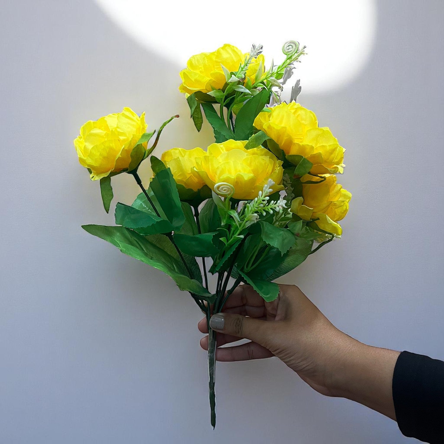 Artificial Flowers Rose Sticks | Faux Flowers Bunch - for Home Decor, Living Room, Wedding & Party Decoration (Vase Not Included) - 15 Inch - Apkamart #Colour_Yellow