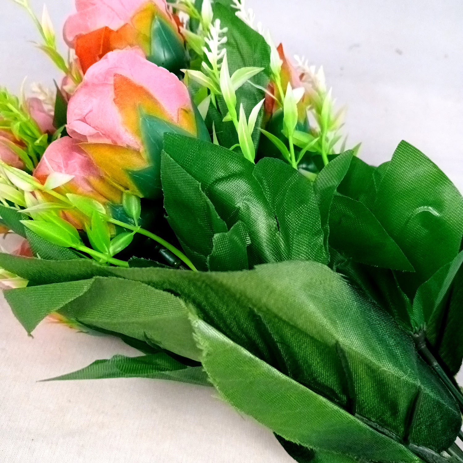 Artificial Flowers Rose | Faux Flowers Bunch - for Home Decor, Side Table, Centerpiece - 17 Inch - Apkamart #Colour_Pink