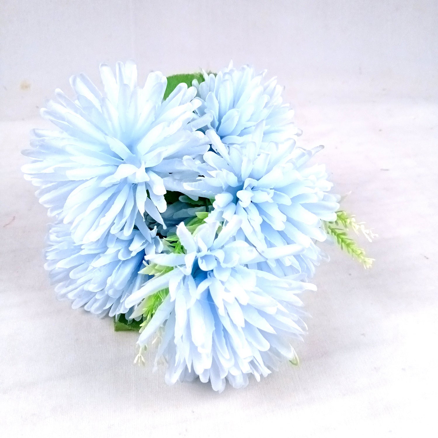 Artificial Flowers Dahlia Bunches for Vase Pot | Faux Flowers Stick - for Home Decor, Living Room, Wedding & Party Decoration  (Vase Not Included) - 15 Inch - Apkamart #Colour_Blue