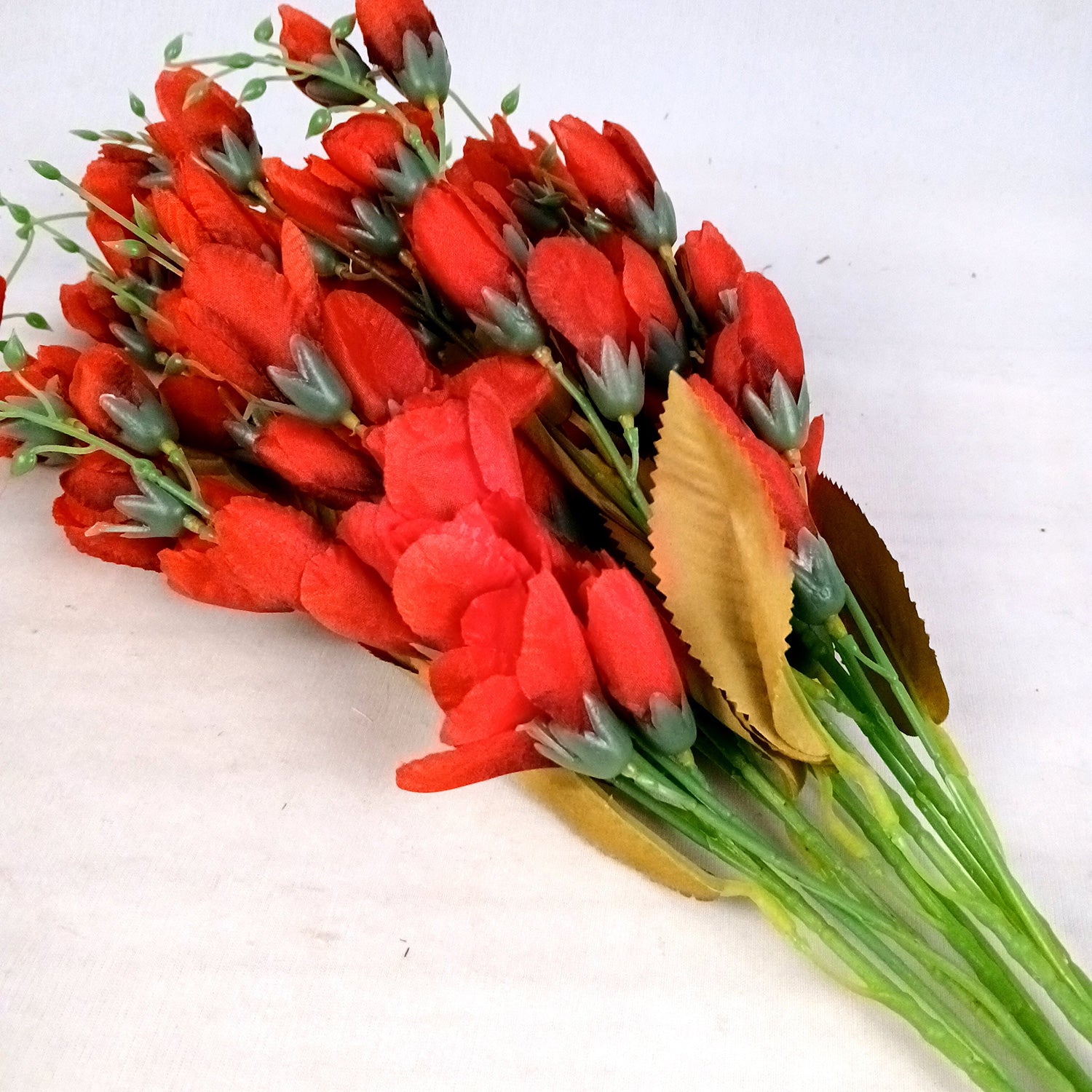 Artificial Flower Tulips Bouquet | Faux Flowers Bunch - for Table Vase, Pot, Home Decor, Living Room, Side Table Centerpiece - 27 Inch - Apkamart #Colour_Red