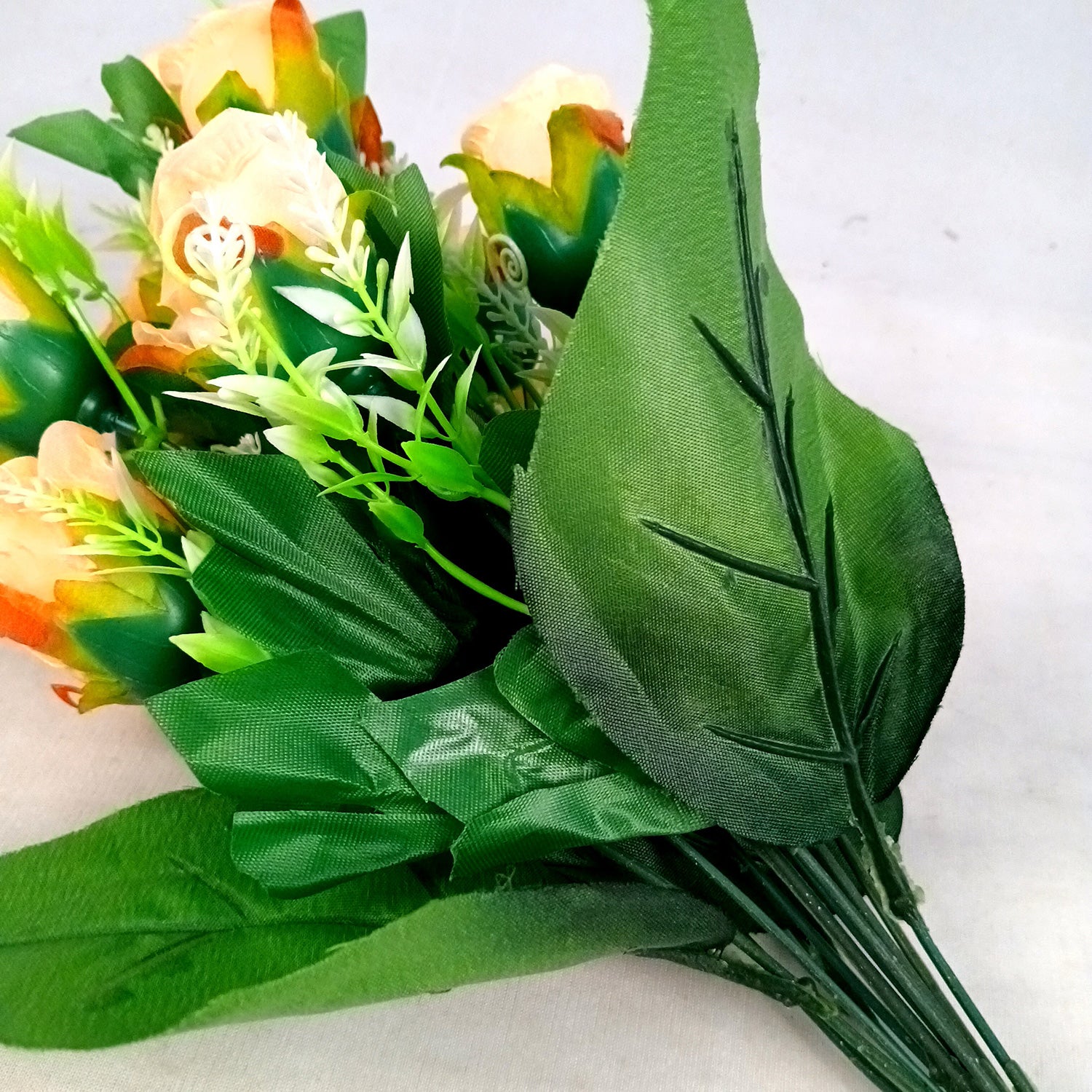 Artificial Flowers Rose | Faux Flowers Bunch - for Home Decor, Side Table, Centerpiece - 17 Inch - Apkamart #Colour_Orange