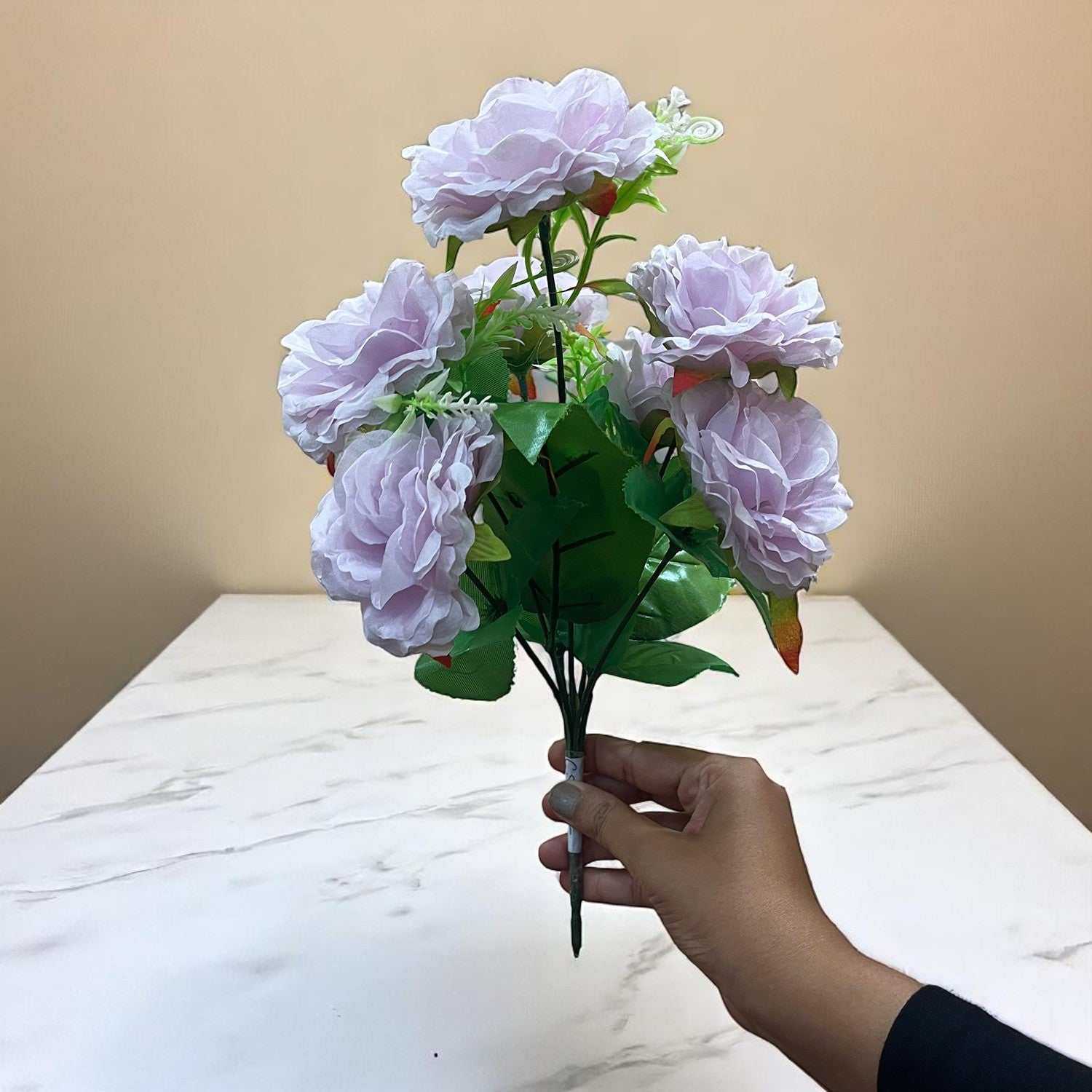 Artificial Flowers Rose Sticks | Faux Flowers Bunch - for Home Decor, Living Room, Wedding & Party Decoration (Vase Not Included) - 15 Inch - Apkamart #Colour_Purple