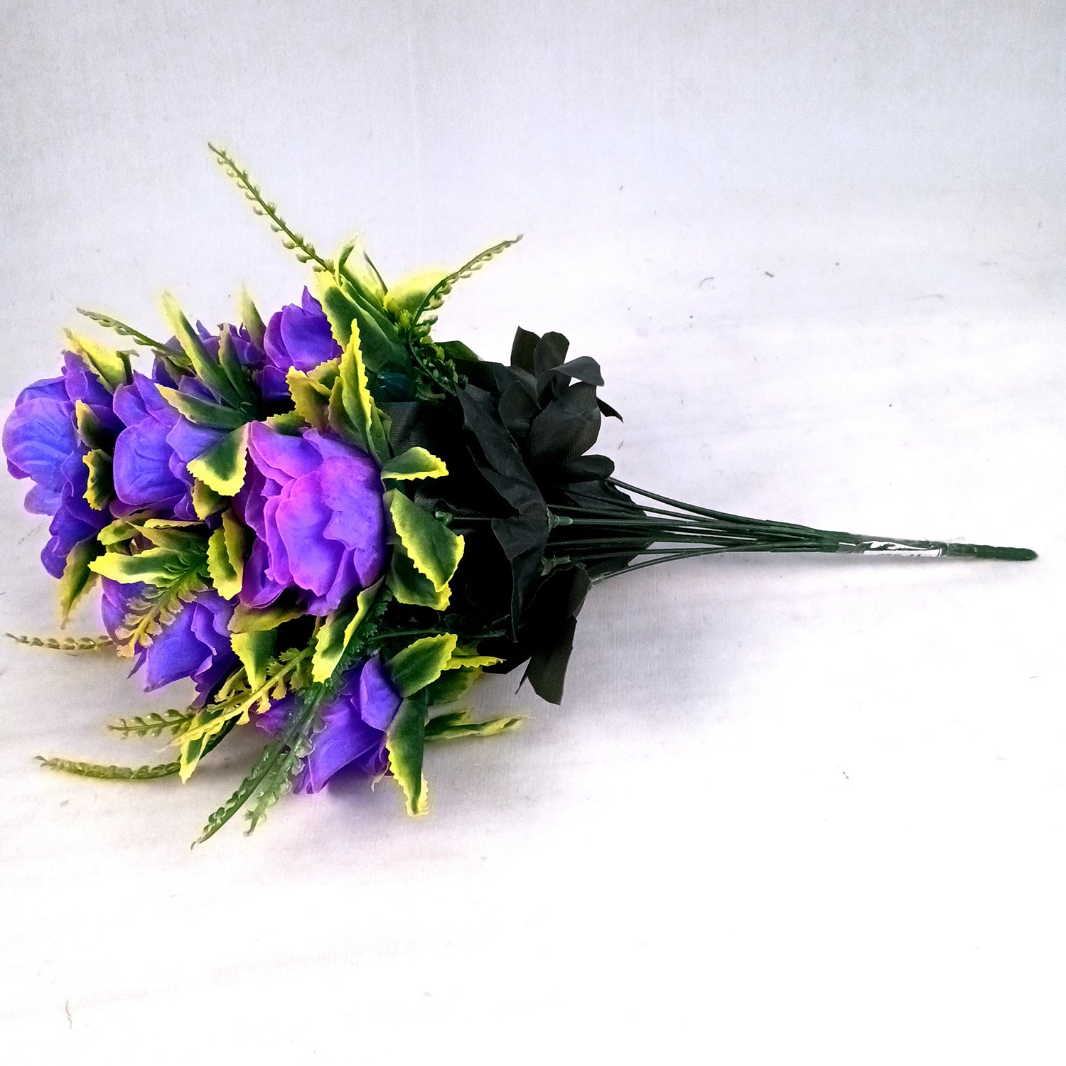 Artificial Flower Bouquet | Faux Rose Flowers Bunch - for Table Vase, Pot, Home Decor, Side Table - 16 Inch - Apkamart #Colour_Purple