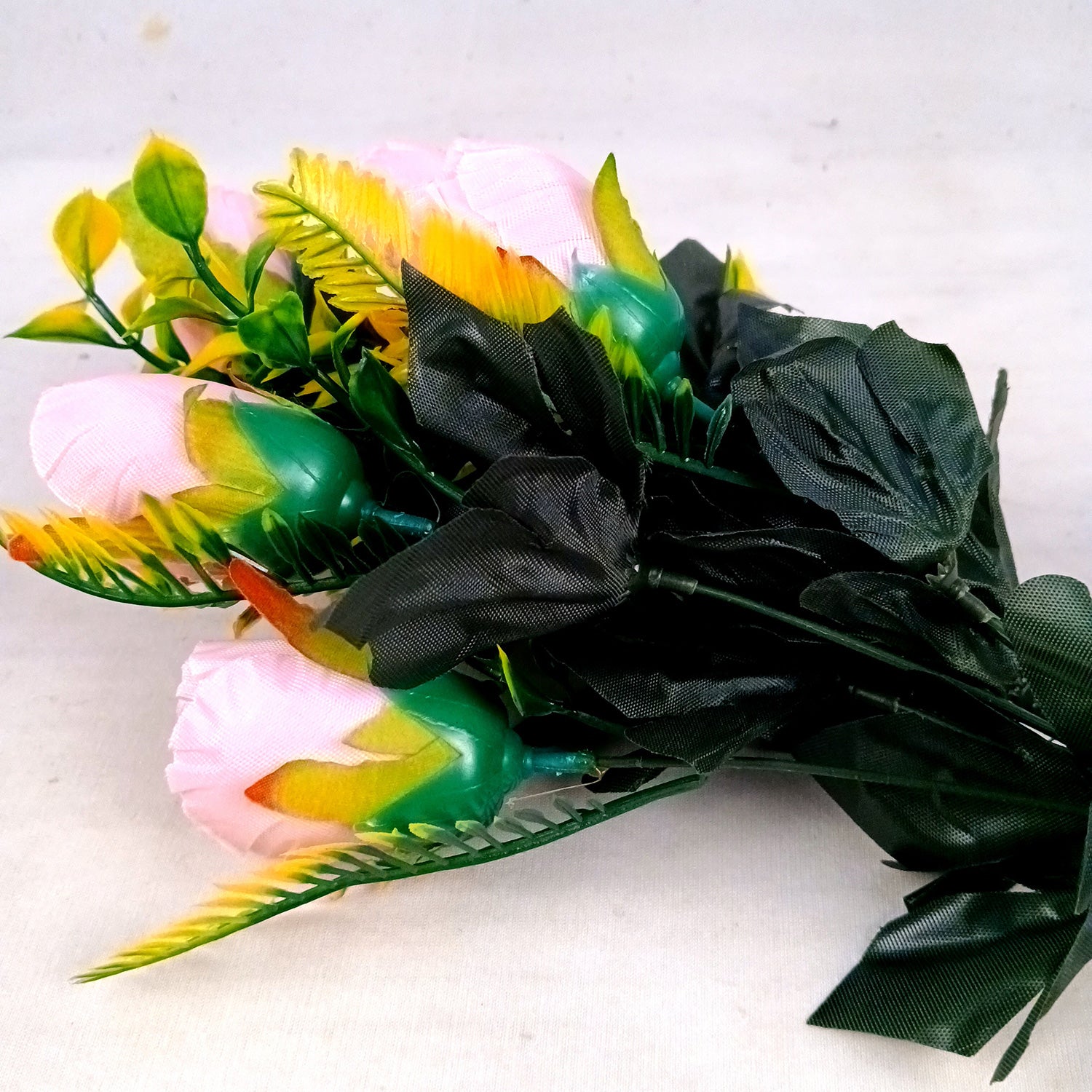 Artificial Flowers Rose Bunches for Vase Pot | Faux Flowers Stem - for Home Decor, Living Room, Office, Wedding & Party Decoration (Vase Not Included) - 14 Inch - Apkamart #Colour_Pink