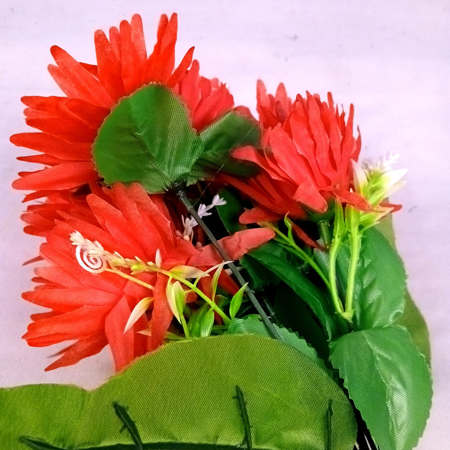 Artificial Flowers Dahlia Bunches for Vase Pot | Faux Flowers Stick - for Home Decor, Living Room, Wedding & Party Decoration  (Vase Not Included) - 15 Inch - Apkamart #Colour_Red